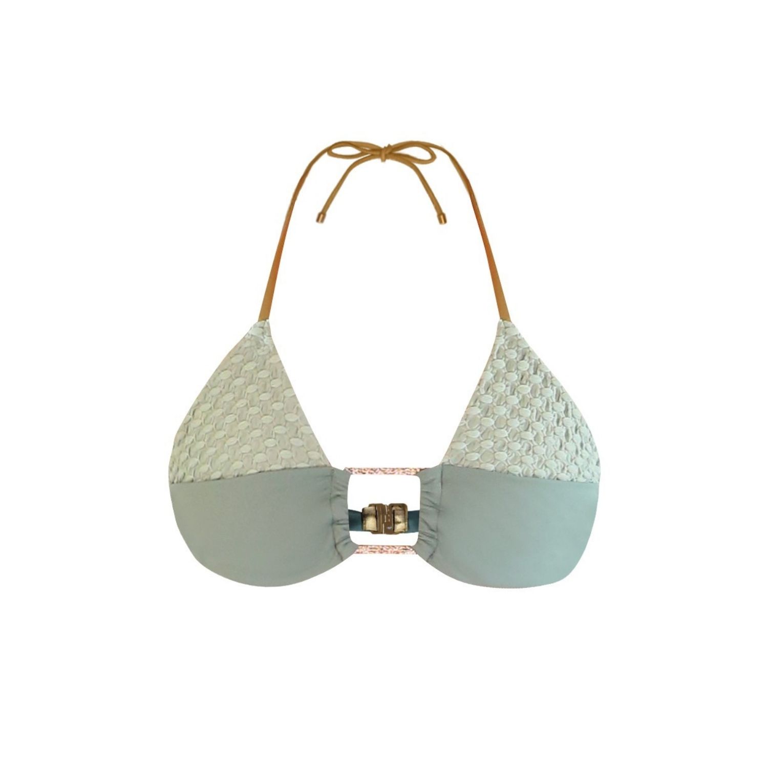 Belletage Swimwear Women's Neutrals / Green The Solaria Dotted Overlay Bikini Top In Green