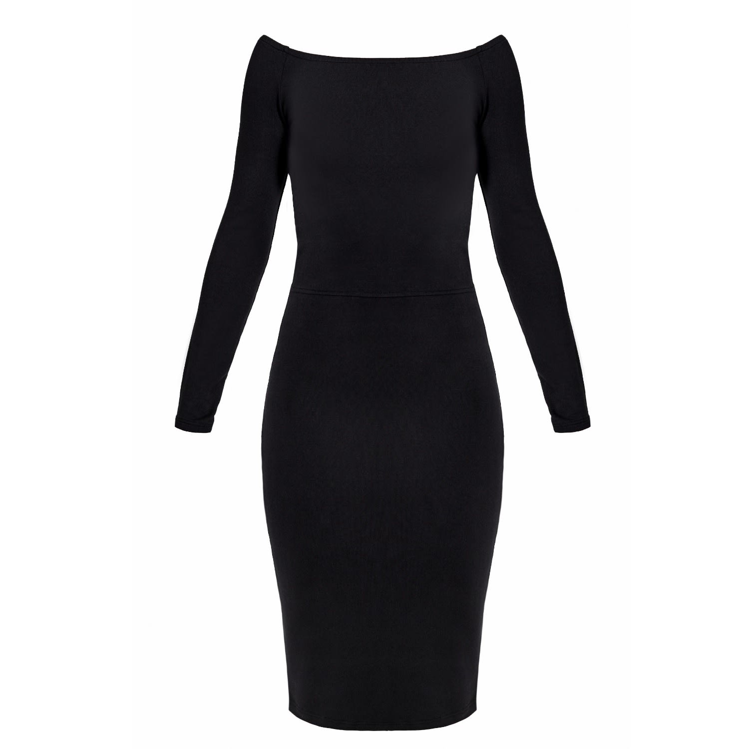 black fitted jersey dress