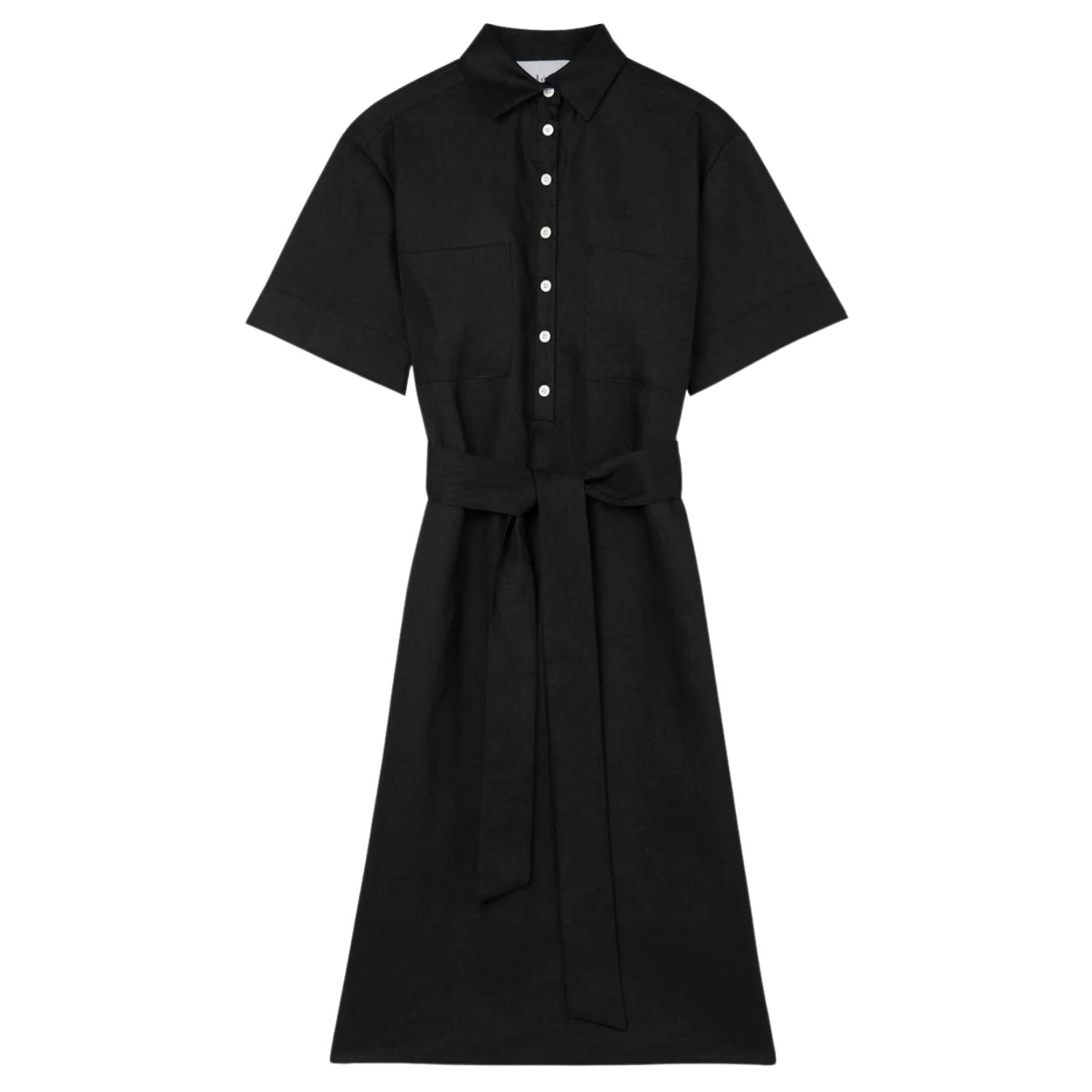 Dal The Label Women's Linen Midi Shirtdress Black In Black