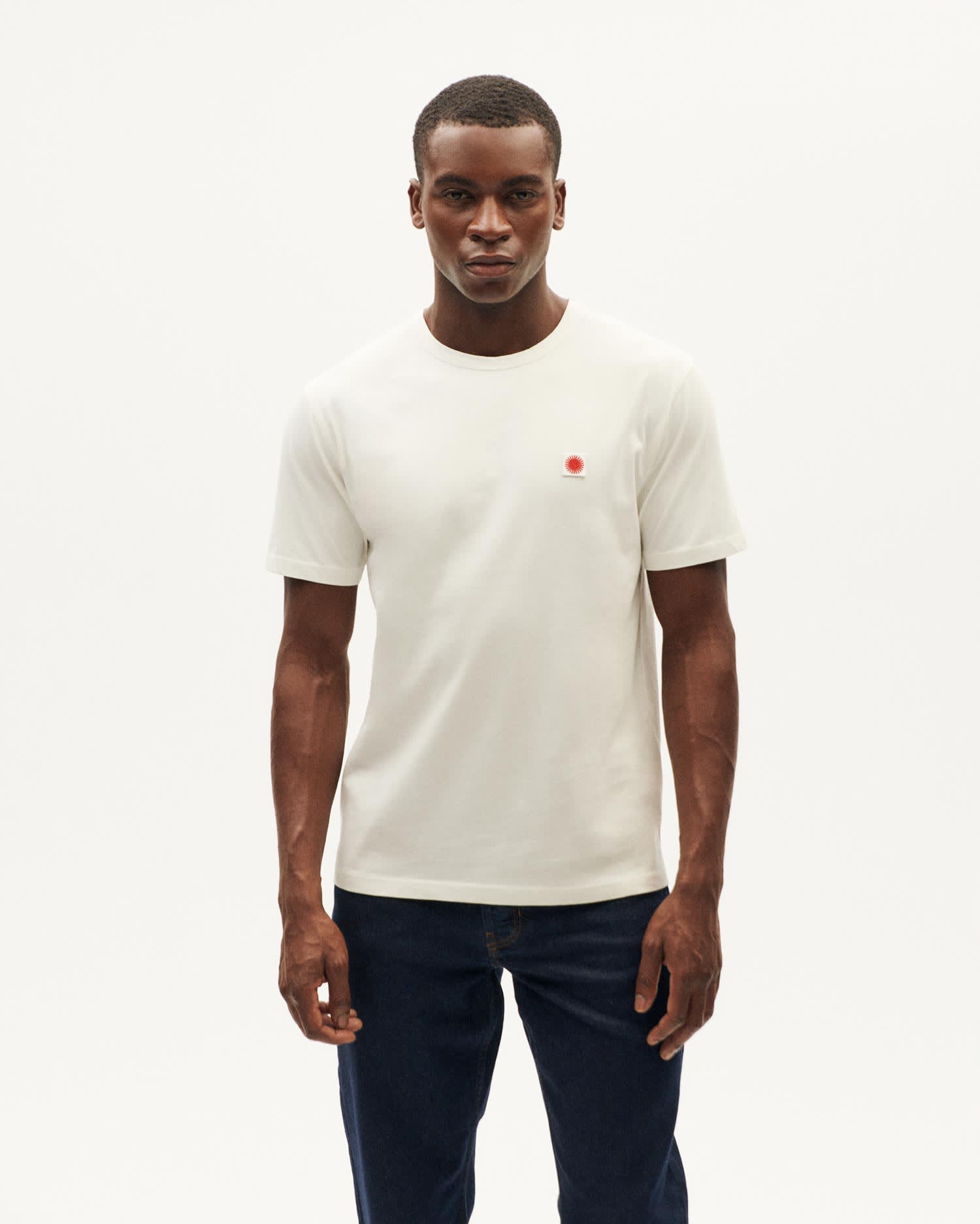 White T-Shirt Back Red Sun | Thinking MU | Wolf & Badger
