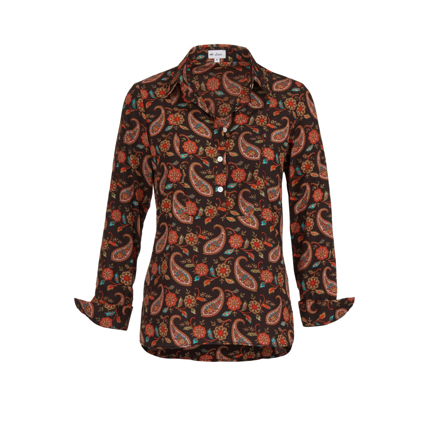 At Last... Women's Brown Soho Shirt Chocolate Paisley In Brown