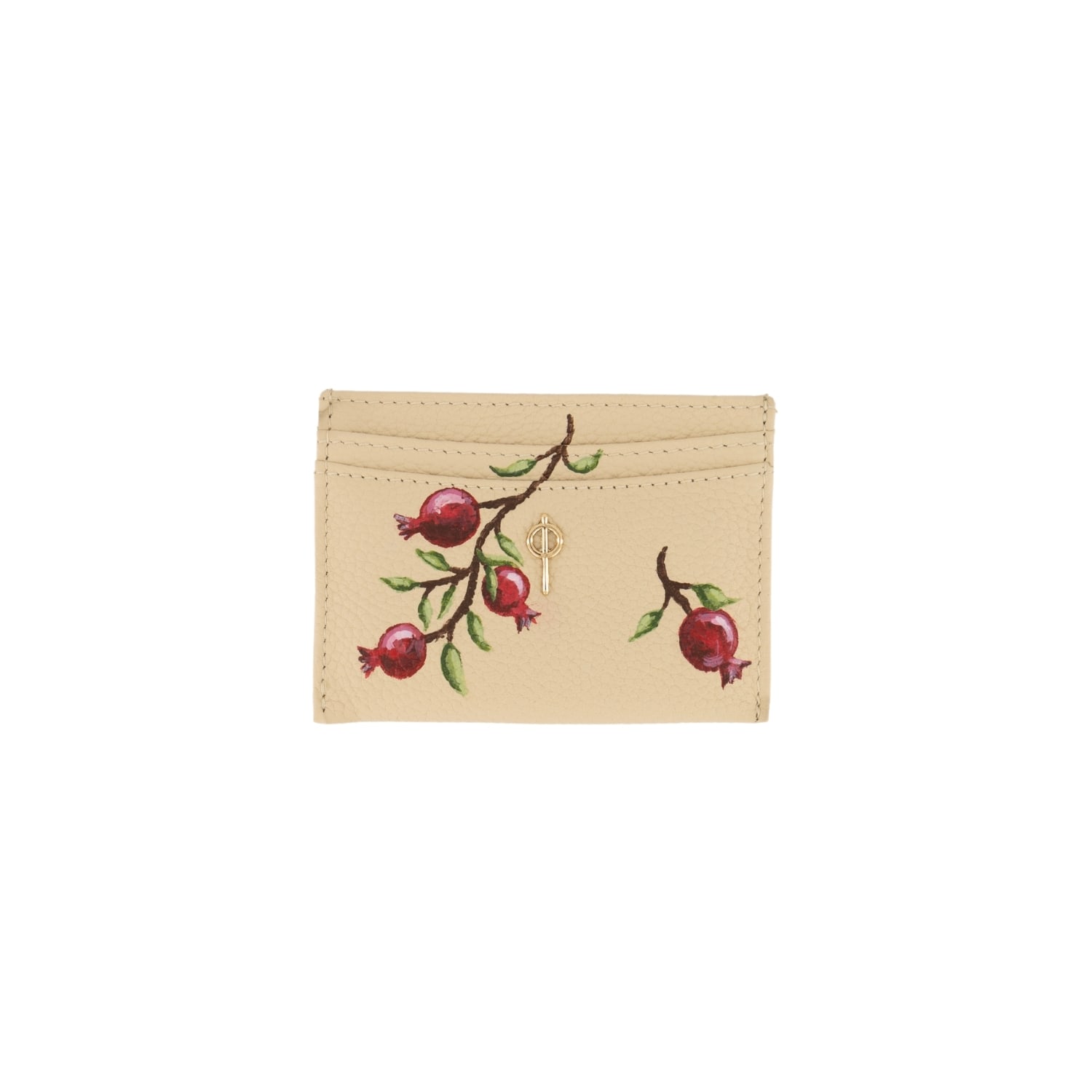 Otrera Women's White Card Holder Beige Hand Painted