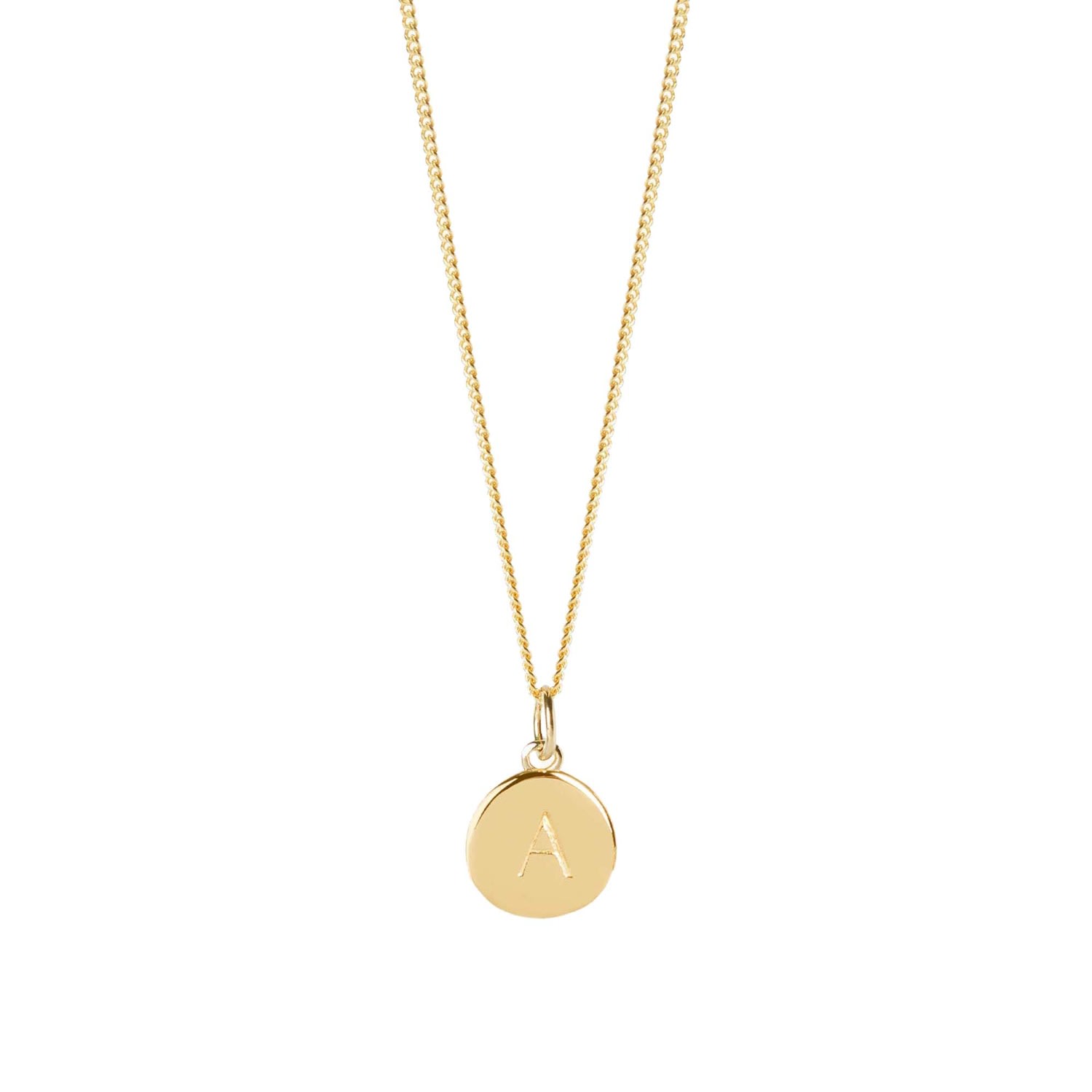 Muru Women's Gold Initial Disc Necklace With Curb Chain In Gold