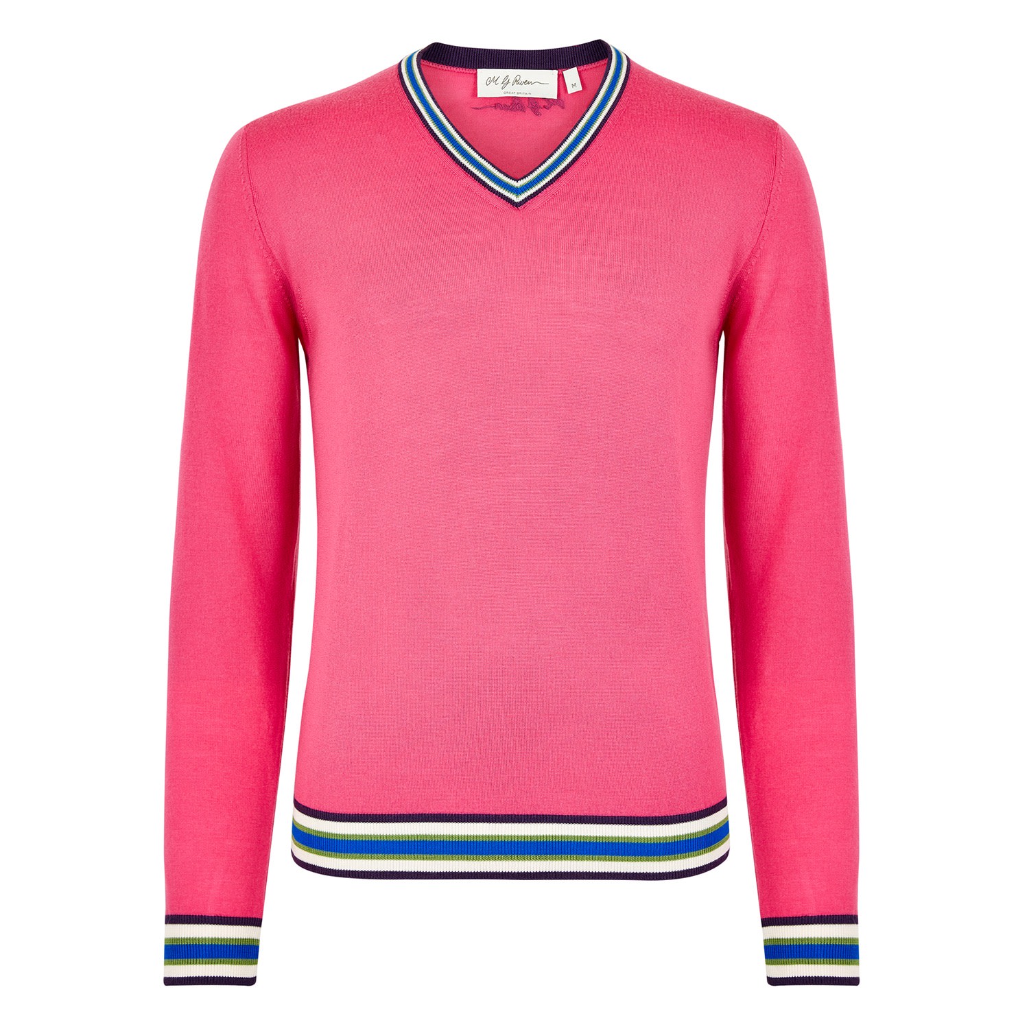 Mg Rivers Men's Pink / Purple Extrafine Merino The V Fuchsia Pink In Pink/purple