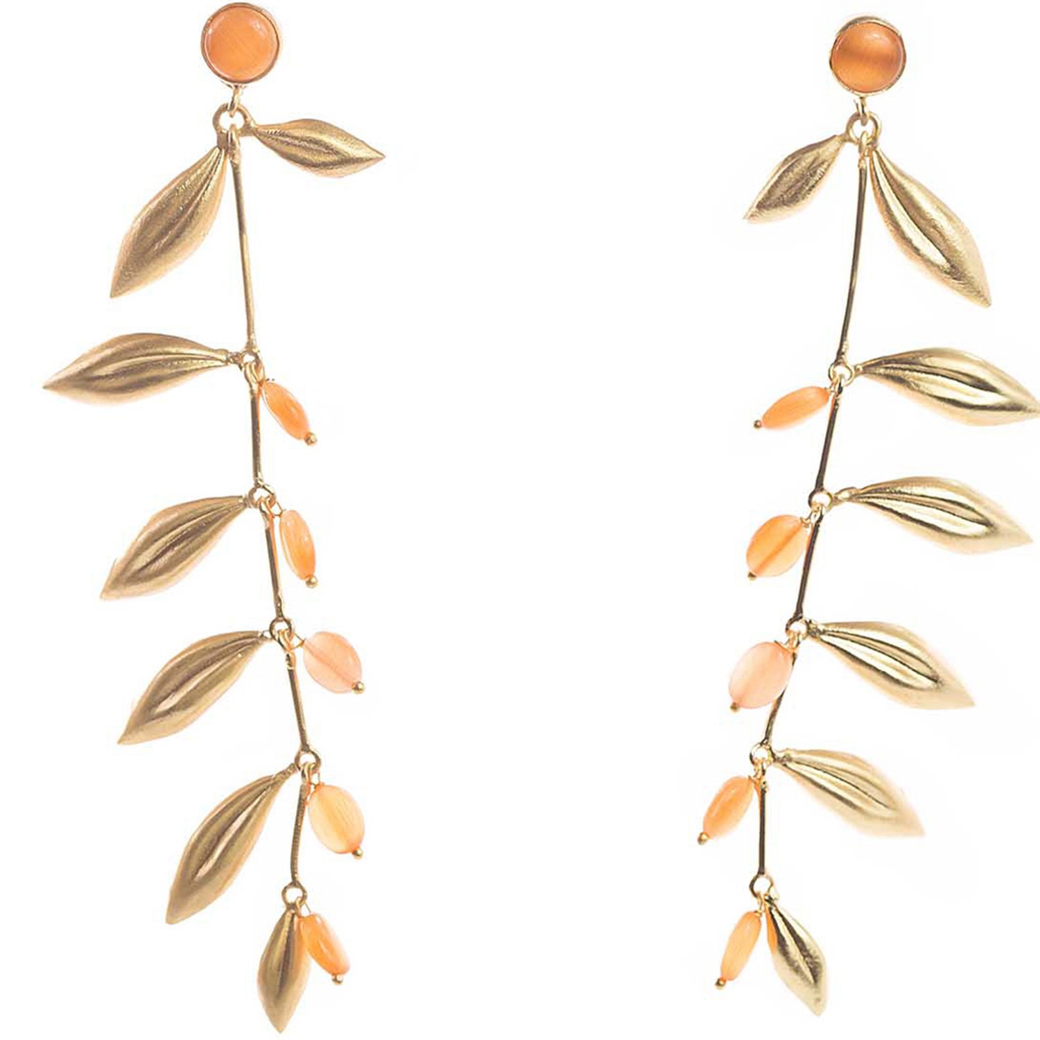 Women’s Gold Daun Earrings - Orange Onyx Boheme Sg