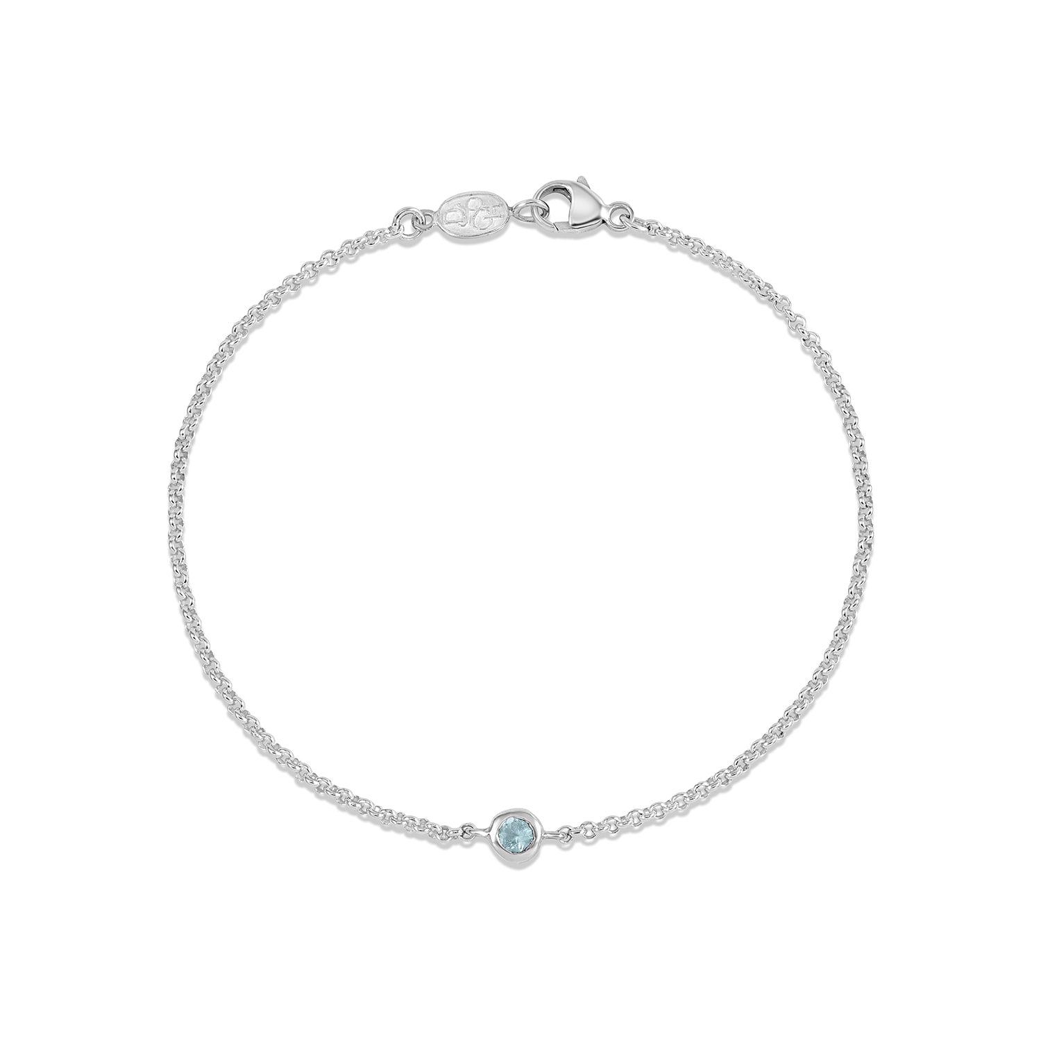 Dower & Hall Single-aquamarine Dewdrop Chain Bracelet In Silver