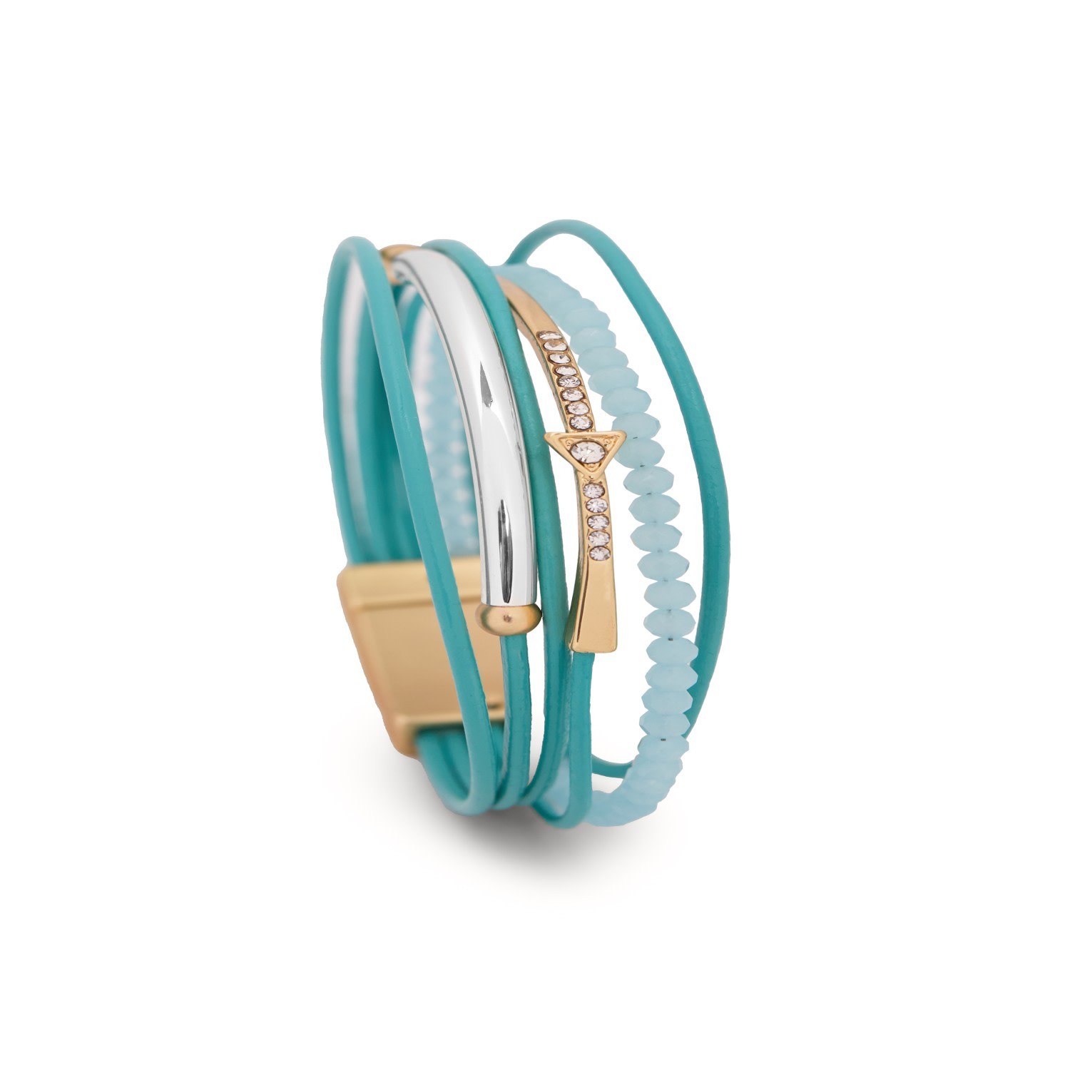 Saachi Women's Green Leather Golden Arrow Turquoise Bracelet In Green