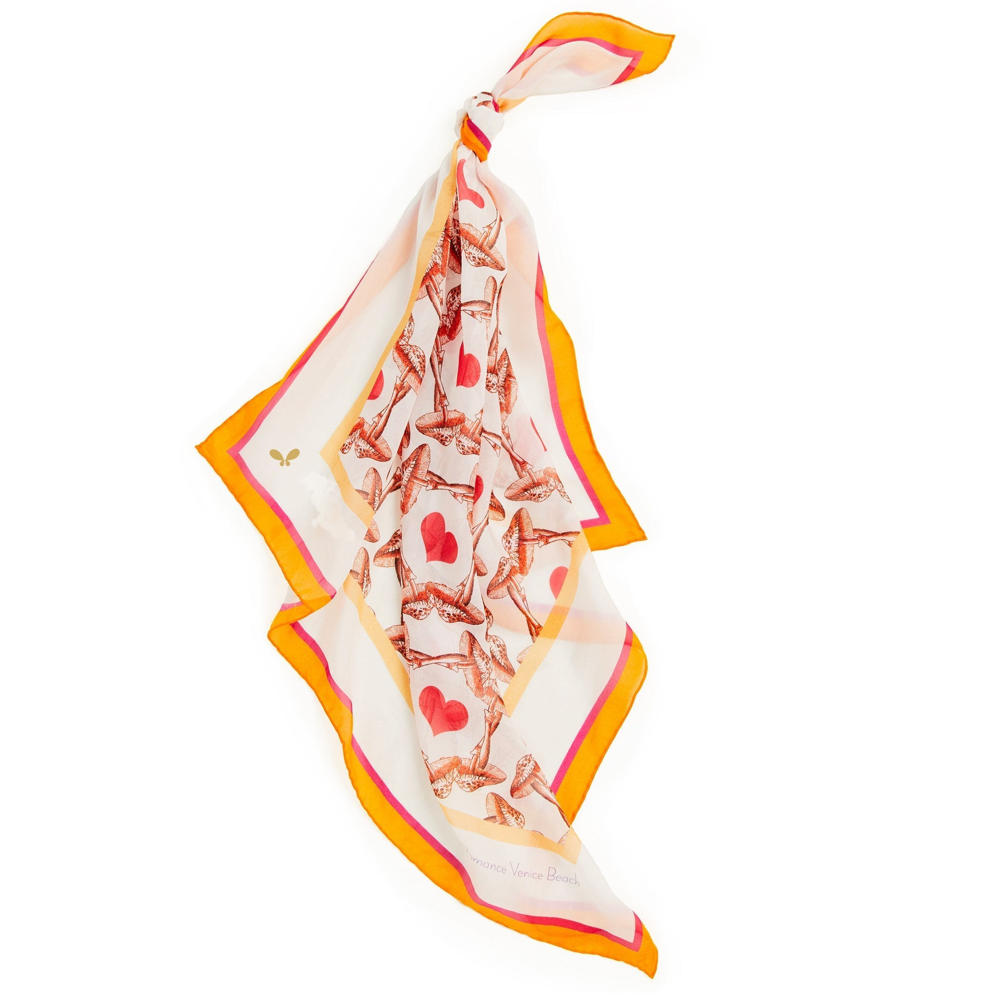 Henelle Silk Bandana In Brown/red/white/yellow