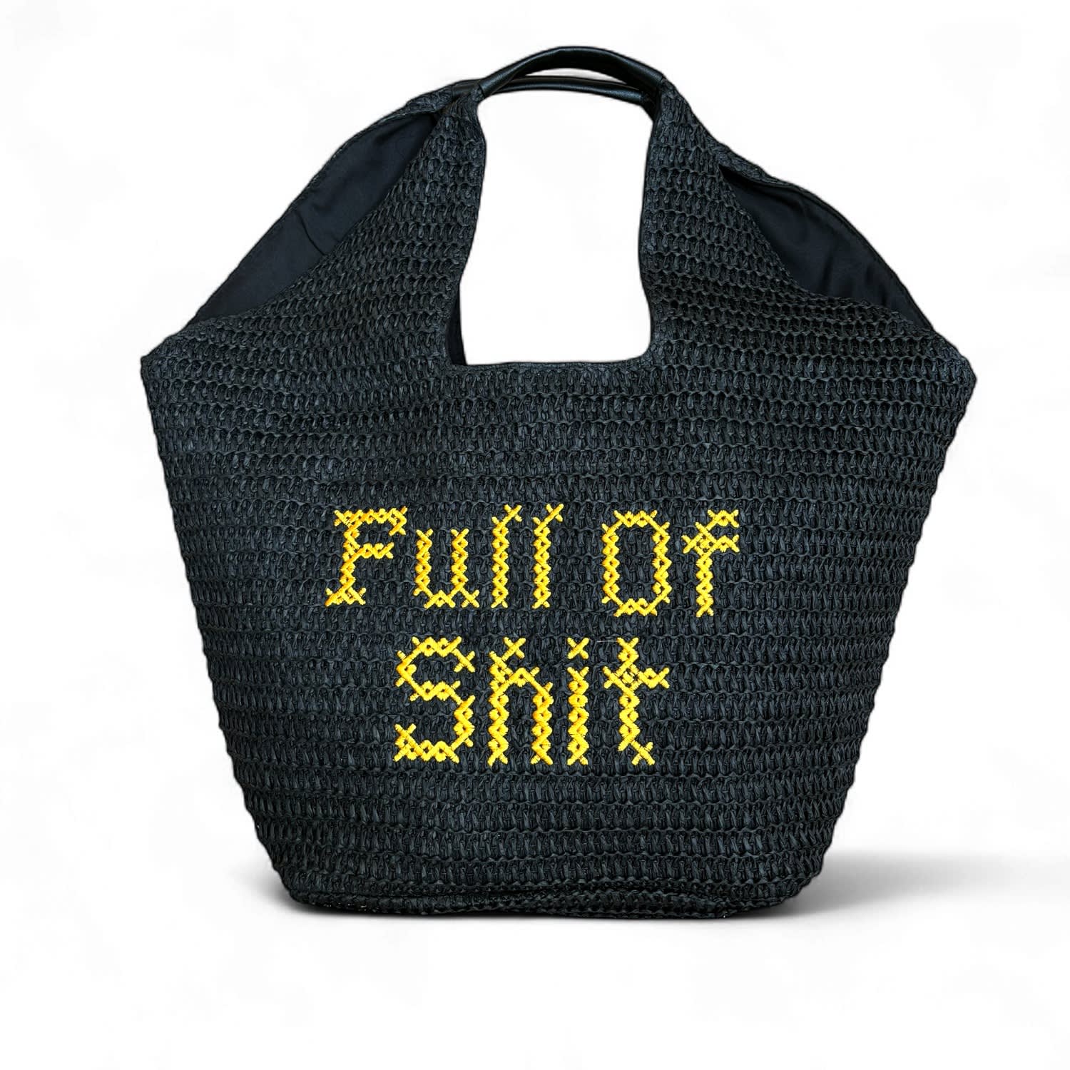 Lilly Loves Women's Black / Yellow / Orange Full Of Shit Oversized Beach Bag