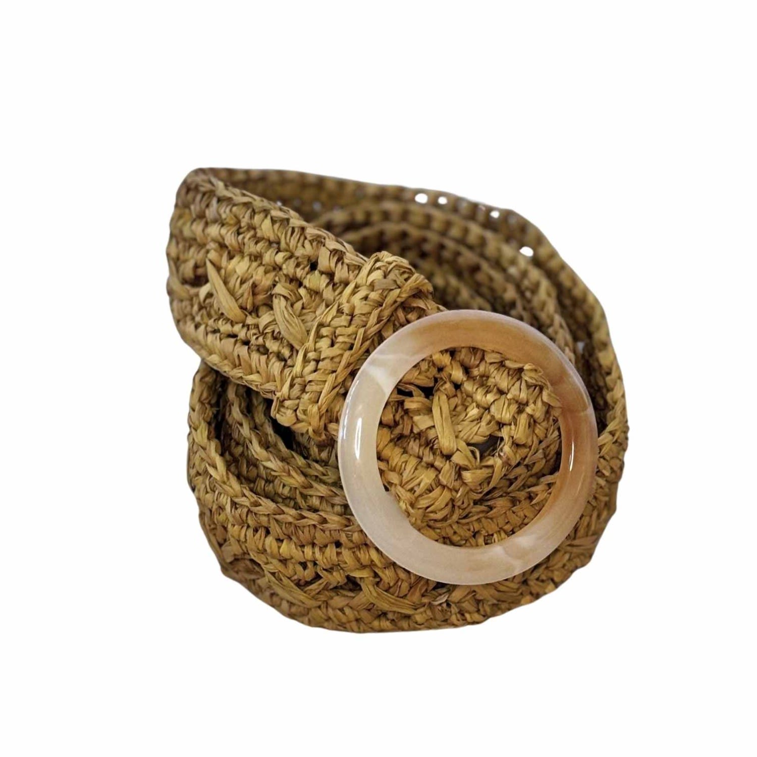 Zanatany Concepts Women's Yellow / Orange Balline Yellow Mustard Raffia Belt