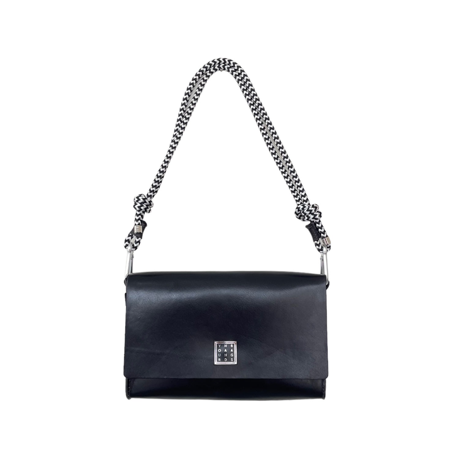 Yourhandbags Women's Black Leather Candy Bag With Black White Rope Strap
