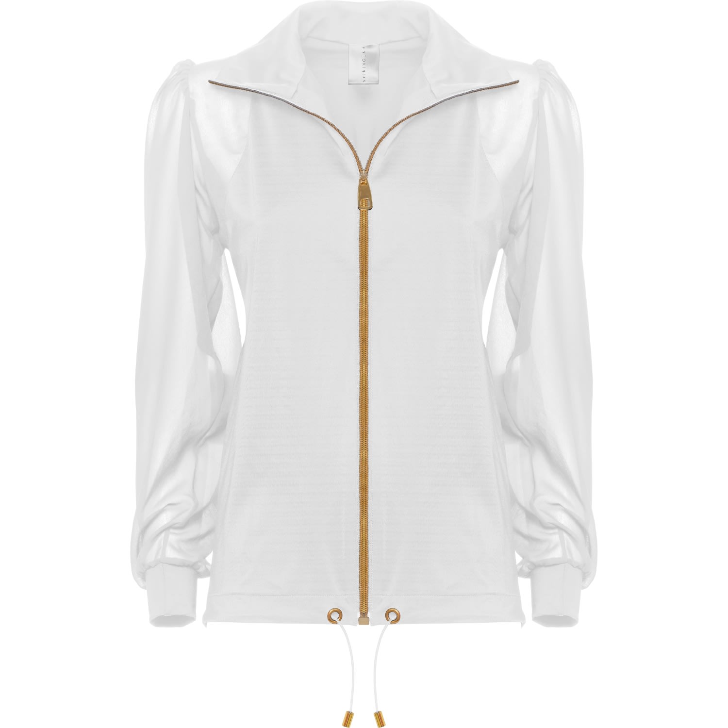 Women’s Elegant Panacea Tracksuit Jacket With Golden Details And Chiffon Sleeves In White Large Antoninias