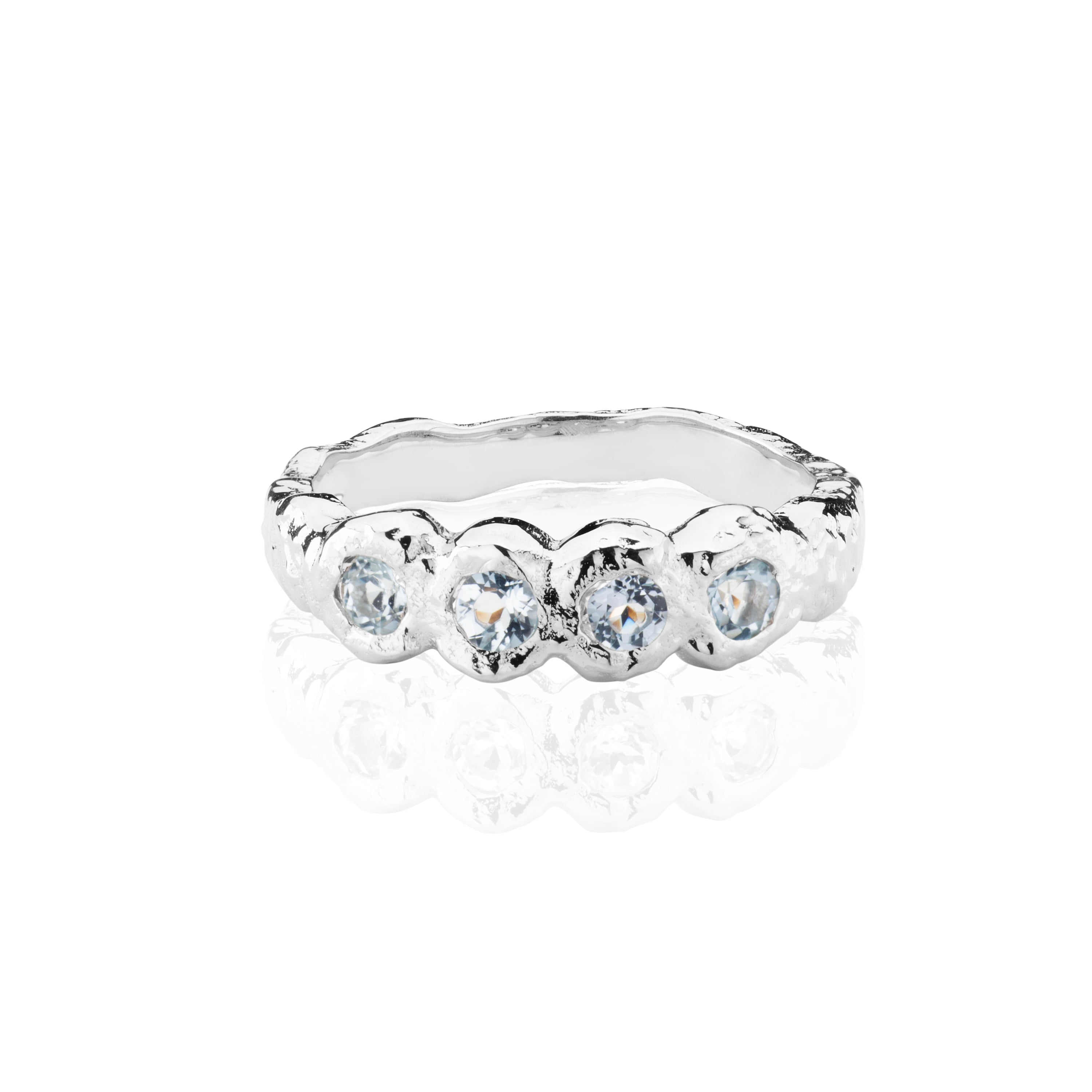 Aaria London Women's Juno Molten Hammered Topaz Ring - Silver