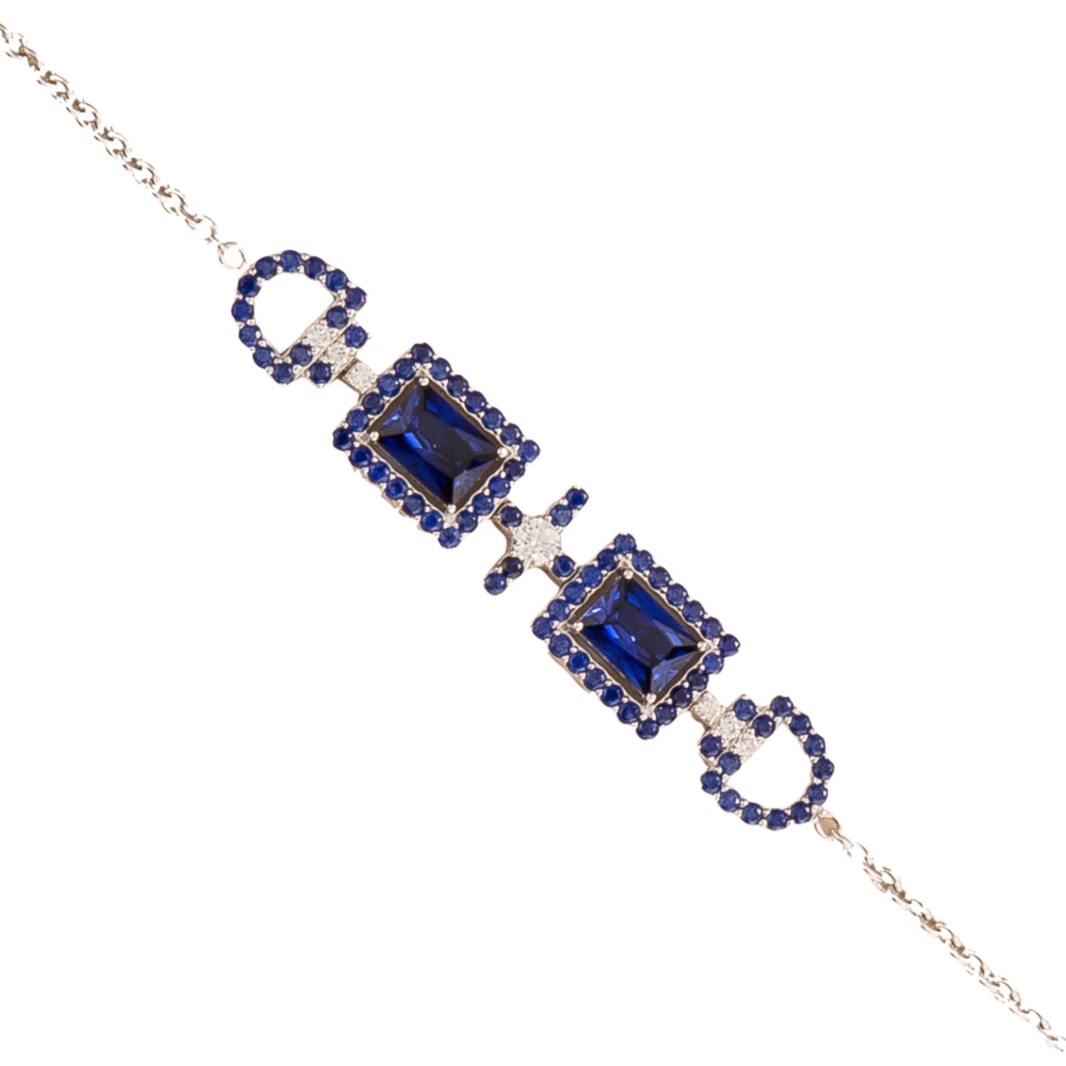 Juvetti Women's White / Blue Ciceris White Gold Bracelet Blue Sapphire & Diamond In Multi