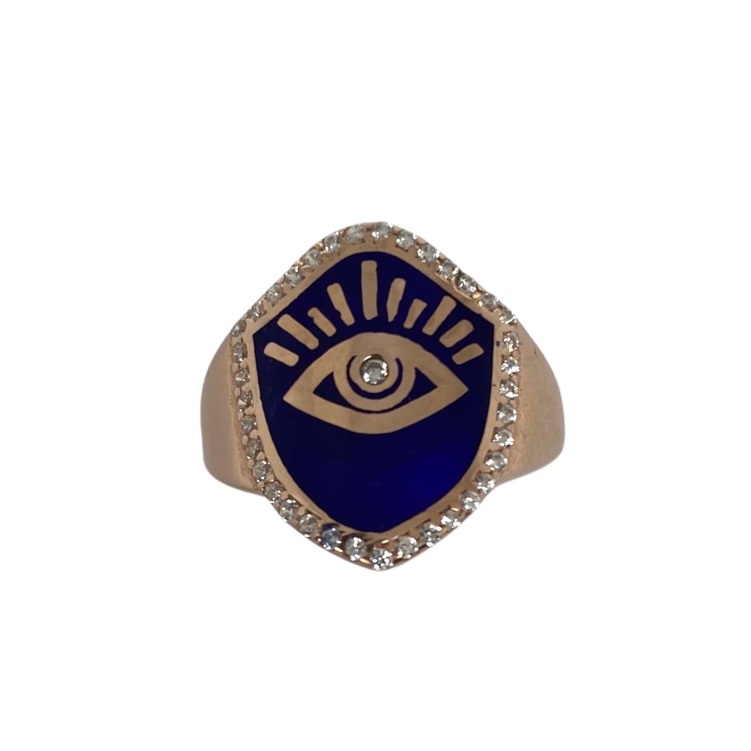 Black And Wild Women's Rose Gold Lucky Eye Navy Ring In Gold