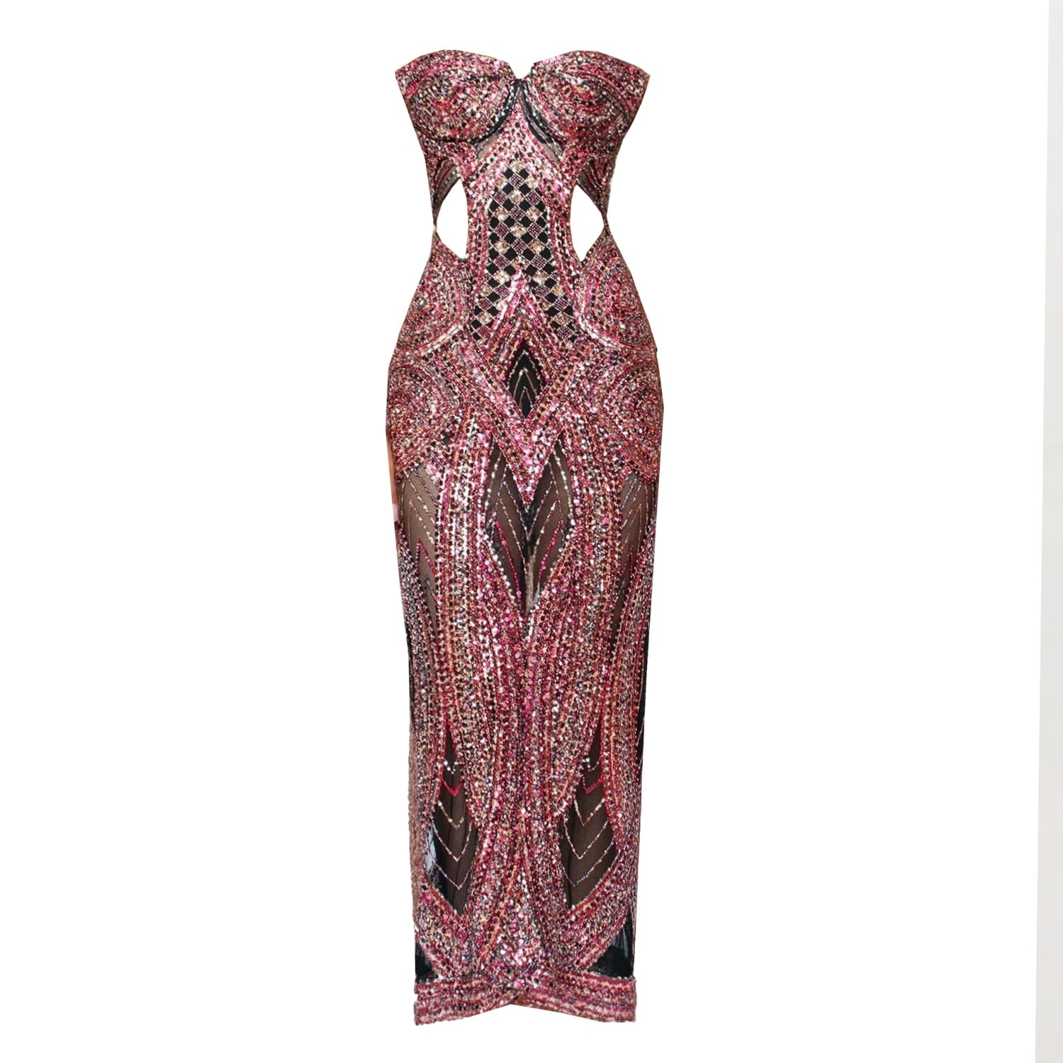 Angelika Jozefczyk Women's Red / Black Mosaic Sequin Evening Gown In Multi