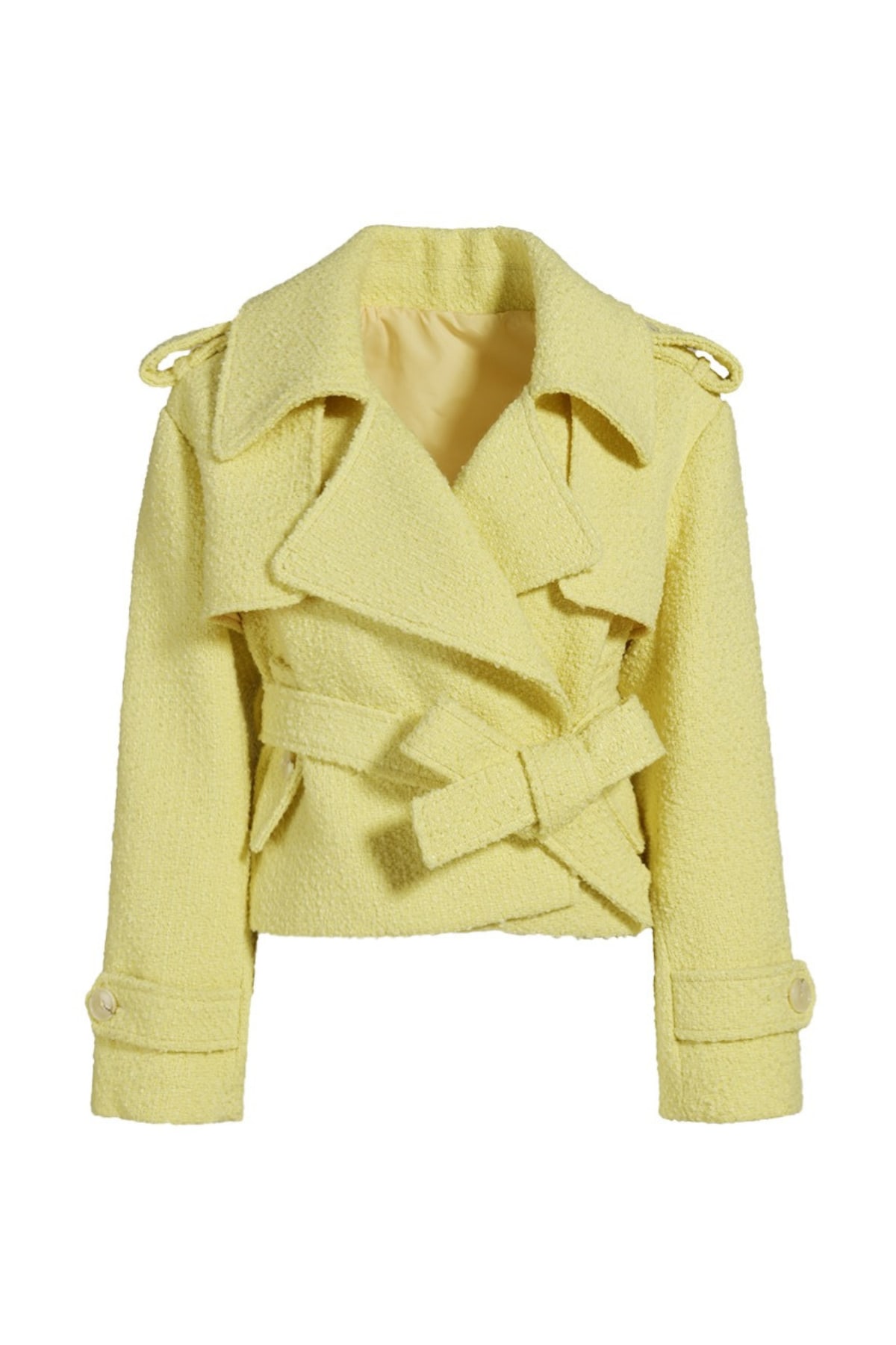 Hortons England Women's Yellow / Orange Tweed Boucle Cropped Jacket