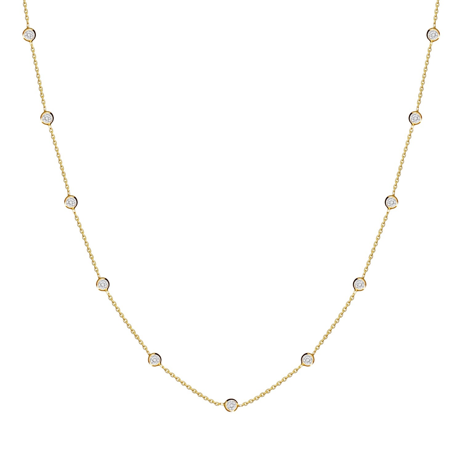 Women’s Bezel-Set Stone Necklace - 14K Yellow Gold Mosuo Jewellery