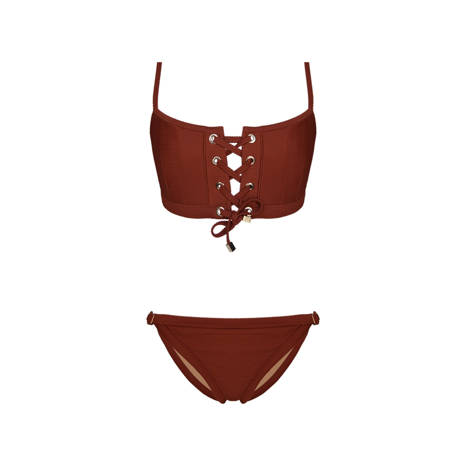 Women’s Brown Marion Corset Bikini Extra Small Movom