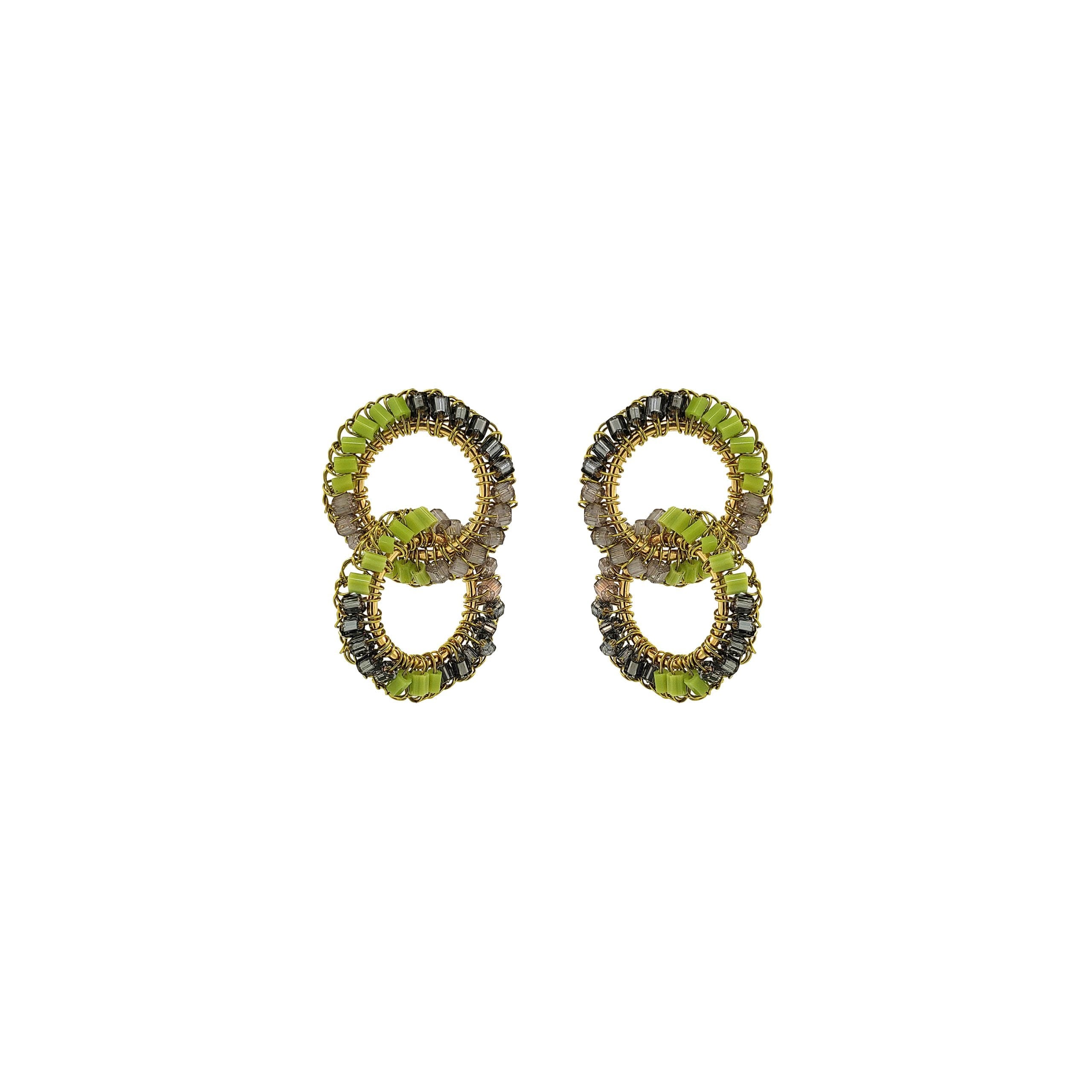 Lavish By Tricia Milaneze Women's Gold / Green Neon Green Mix Nova Handmade Crochet Earrings