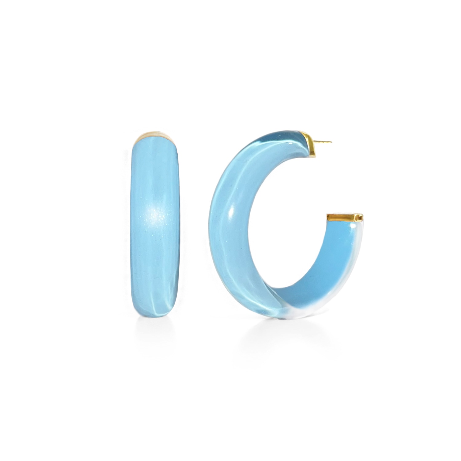 Gold & Honey Women's Gold / Blue Small Illusion Hoops In Ice Blue