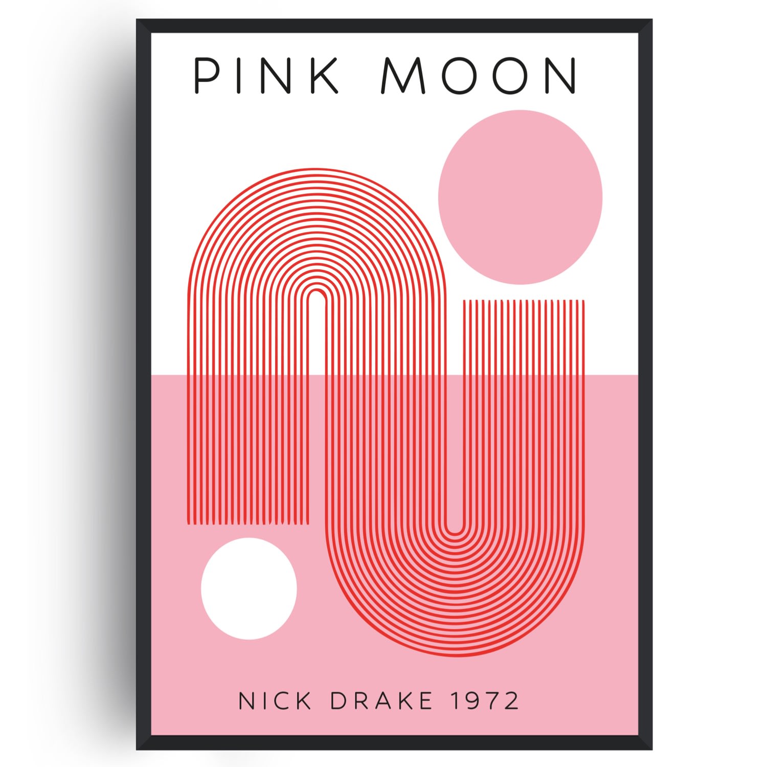 Fanclub Neutrals Pink Moon Music Retro Giclée Art Print A2 In Pink