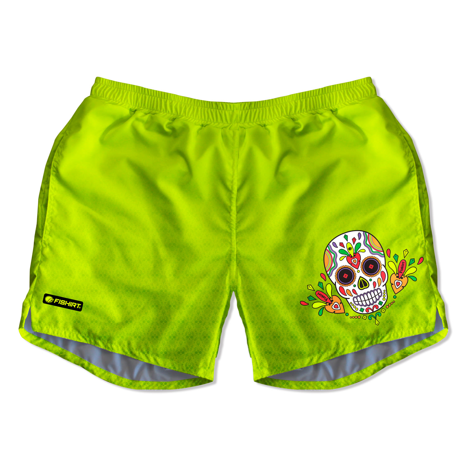 Men’s Yellow / Orange Swim Shorts Mexican Skull Graphic - Despamuertos Yellow Medium Fishirt