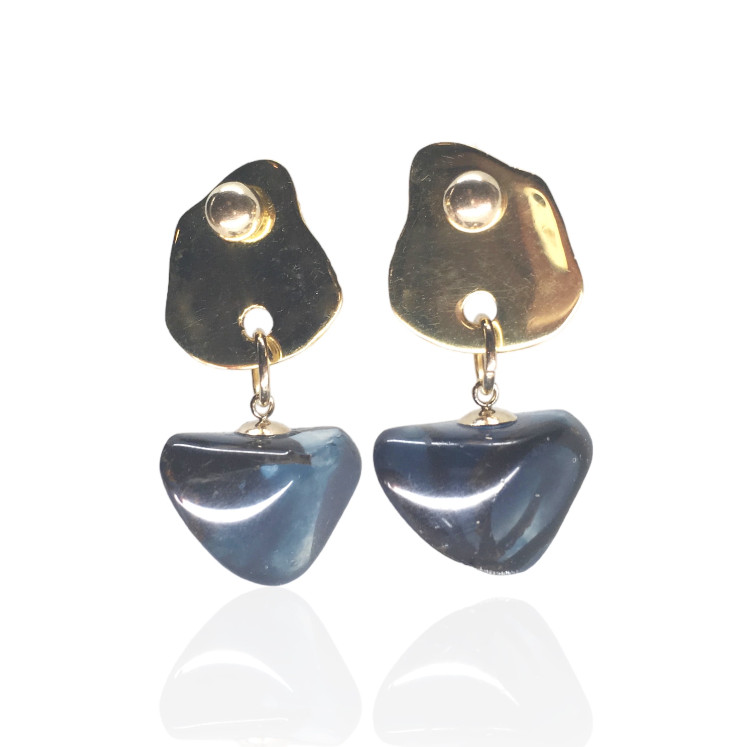 Women’s Gold / Blue Tesla Drop Earrings Aegean Bio-Gems Bio-Trimmings