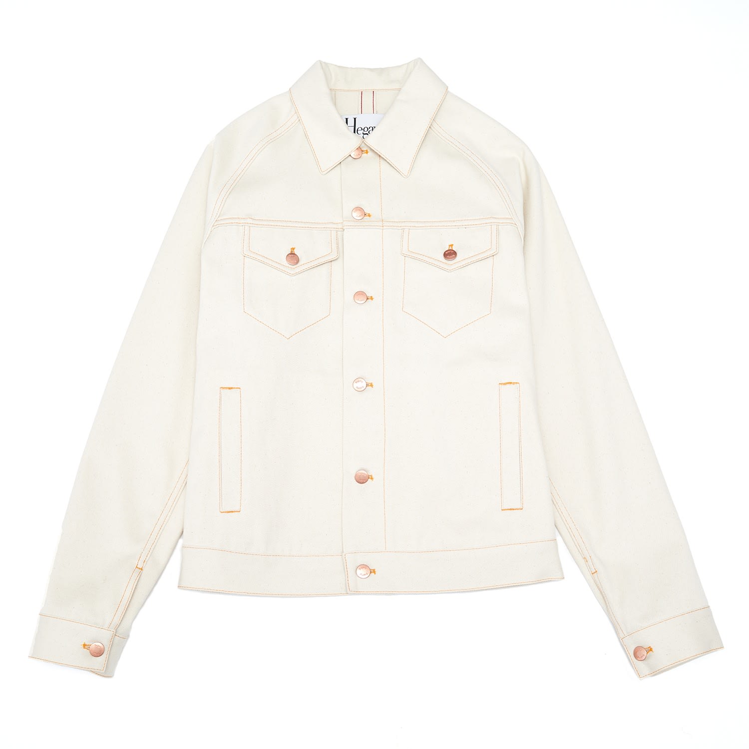 White Women's Denim Jacket In Ecru Selvedge | Extra Large | Hegarty