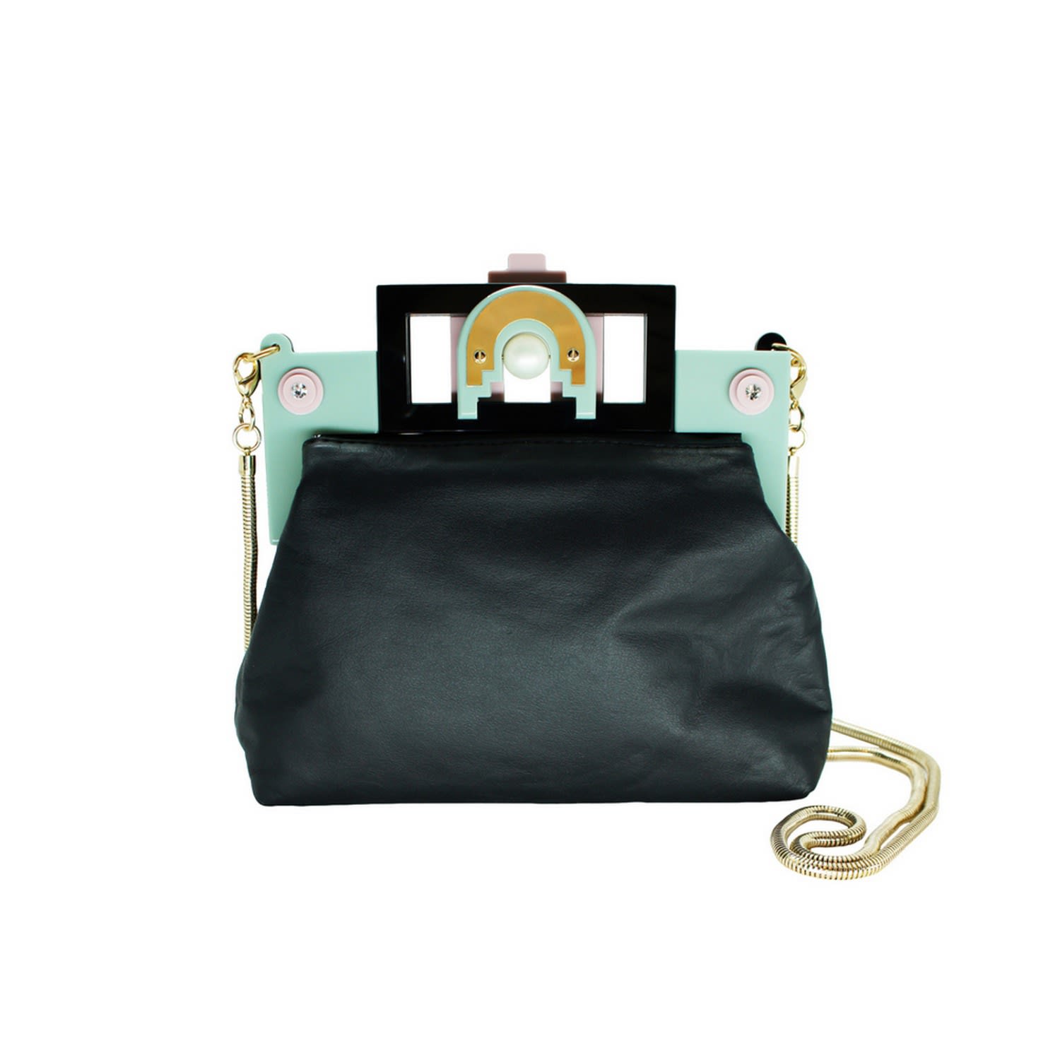 Gissa Bicalho Women's Handmade Acrylic Clutch Maya Black & Candy Pink In Black
