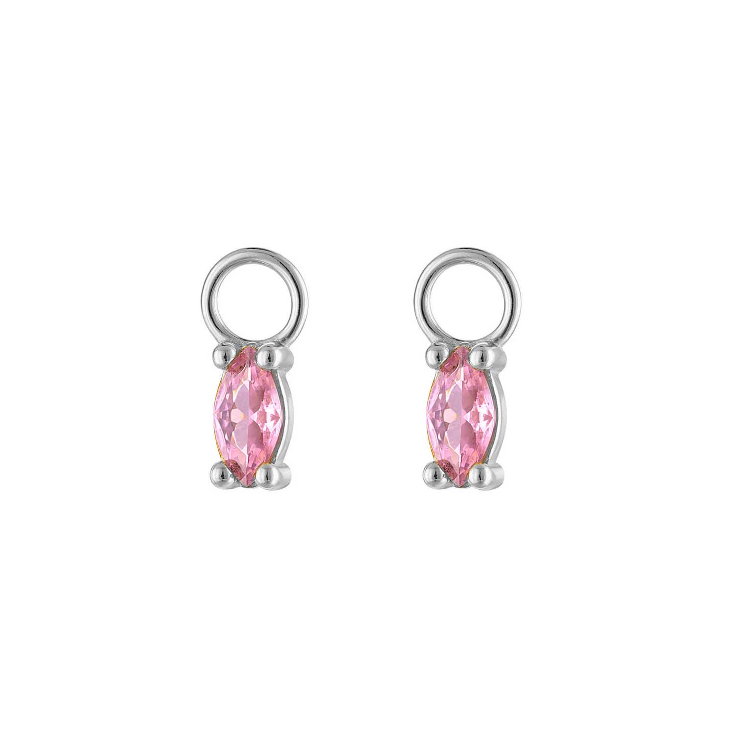 Outofoffice Women's Sterling Silver Pink Oval Single Pave Earring Accessory Charm