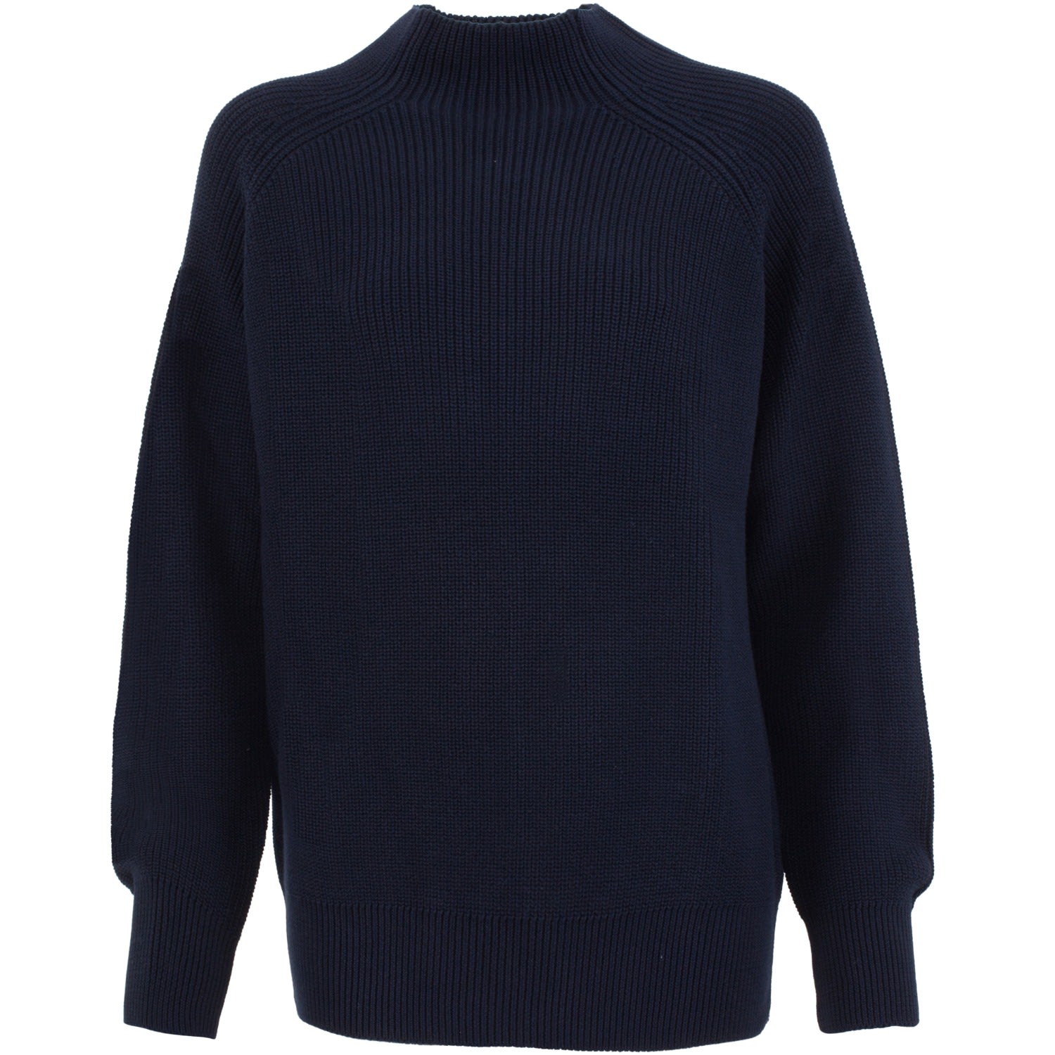 Paul James Knitwear Blue Women's Pure Cotton High Neck Tamie Raglan Jumper - Navy In Blue