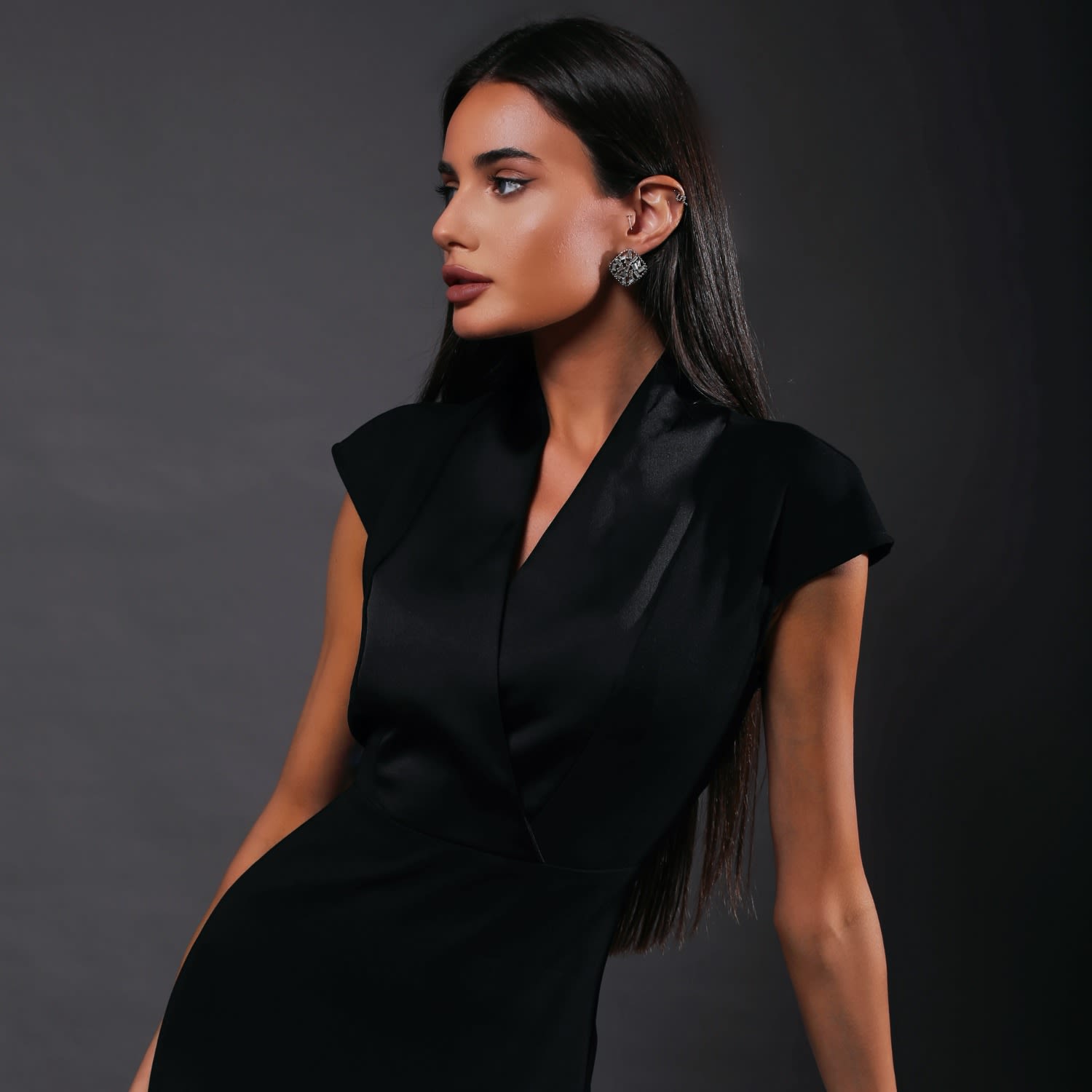 Noir Elegance, Chic Black Collared Dress For All Seasons | Tuva