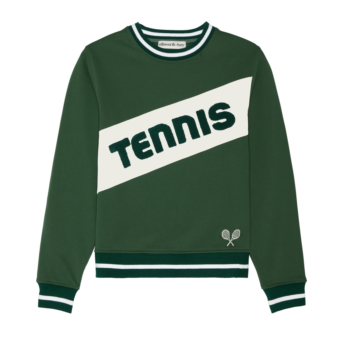 Ellsworth + Ivey Women's Green Retro Block Tennis Sweatshirt