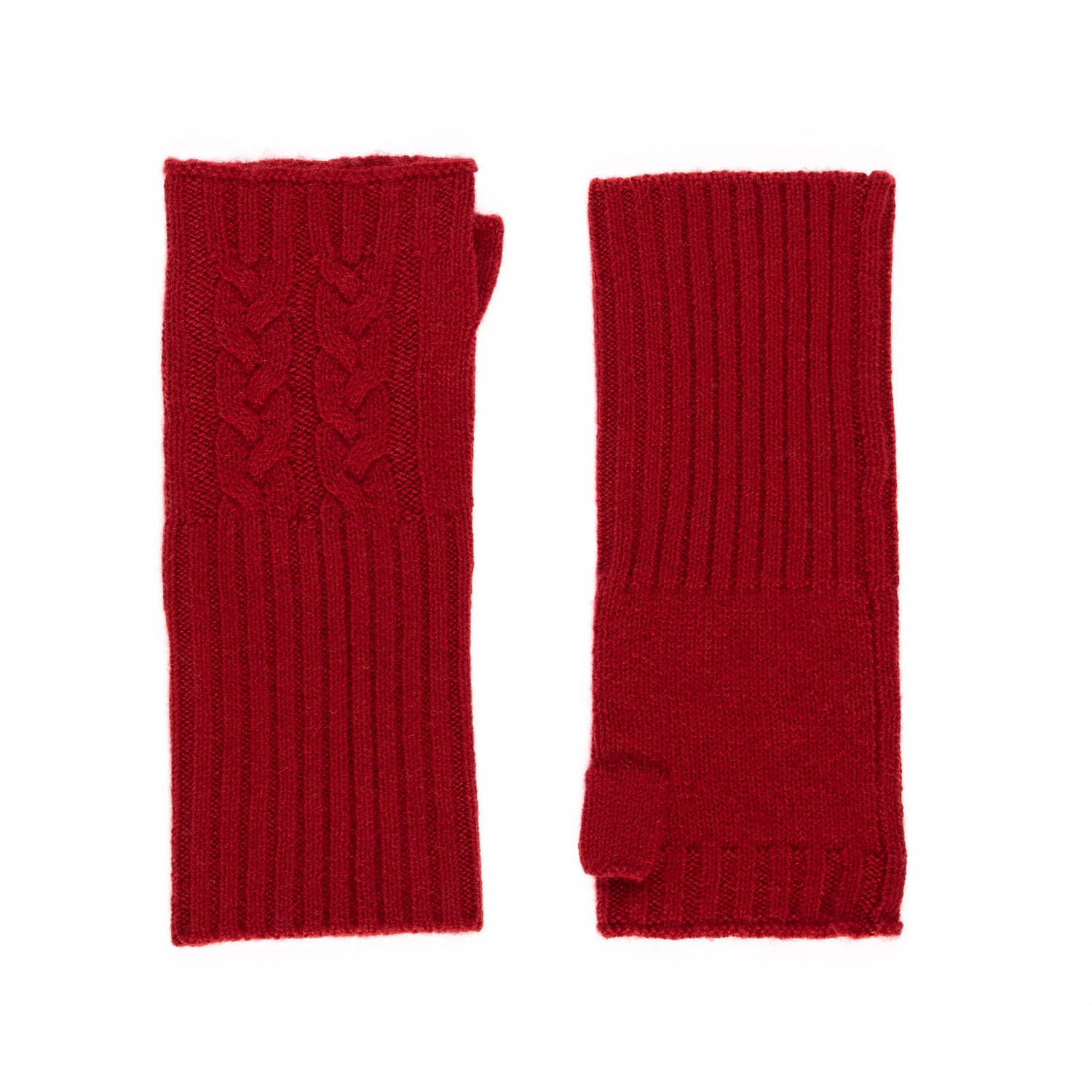 Bel Cashmere Women's Red Cable Cashmere Mittens Burgundy In Red
