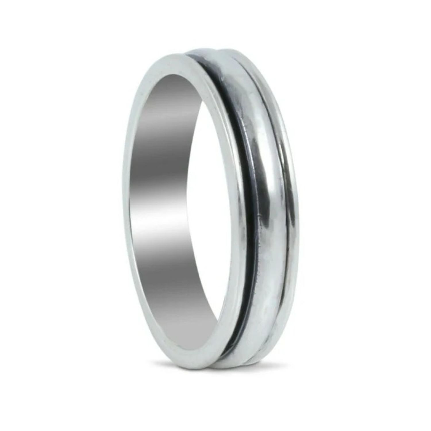 The Jewellery Store London Women's Plain Spinner Band Ring In Sterling Silver In Silver