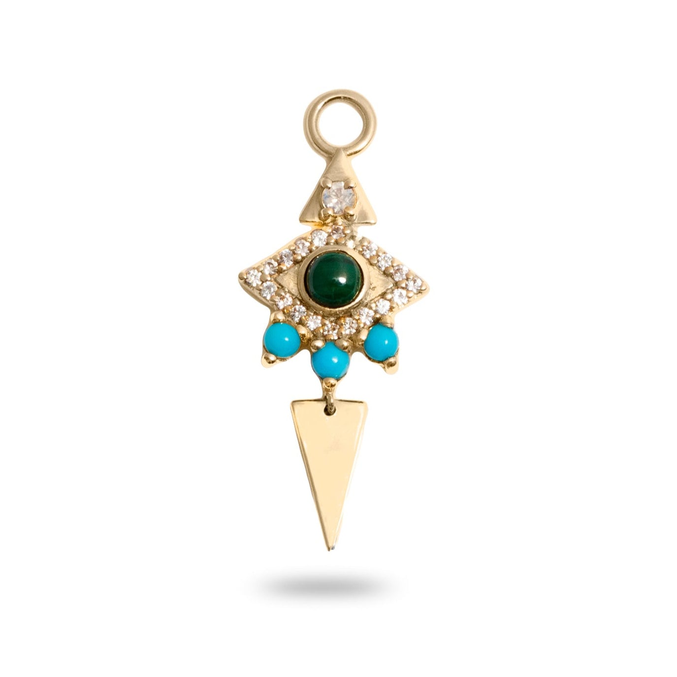 Zohreh Women's Gold / Green Limited Edition Malachite Eye Earring Charm 9k Gold In Multi