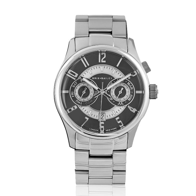 Black / Silver The Brix + Bailey Heyes Men’s Unisex Black Chronograph Automatic Watch Form Two Bxirn One Size Brix+Bailey