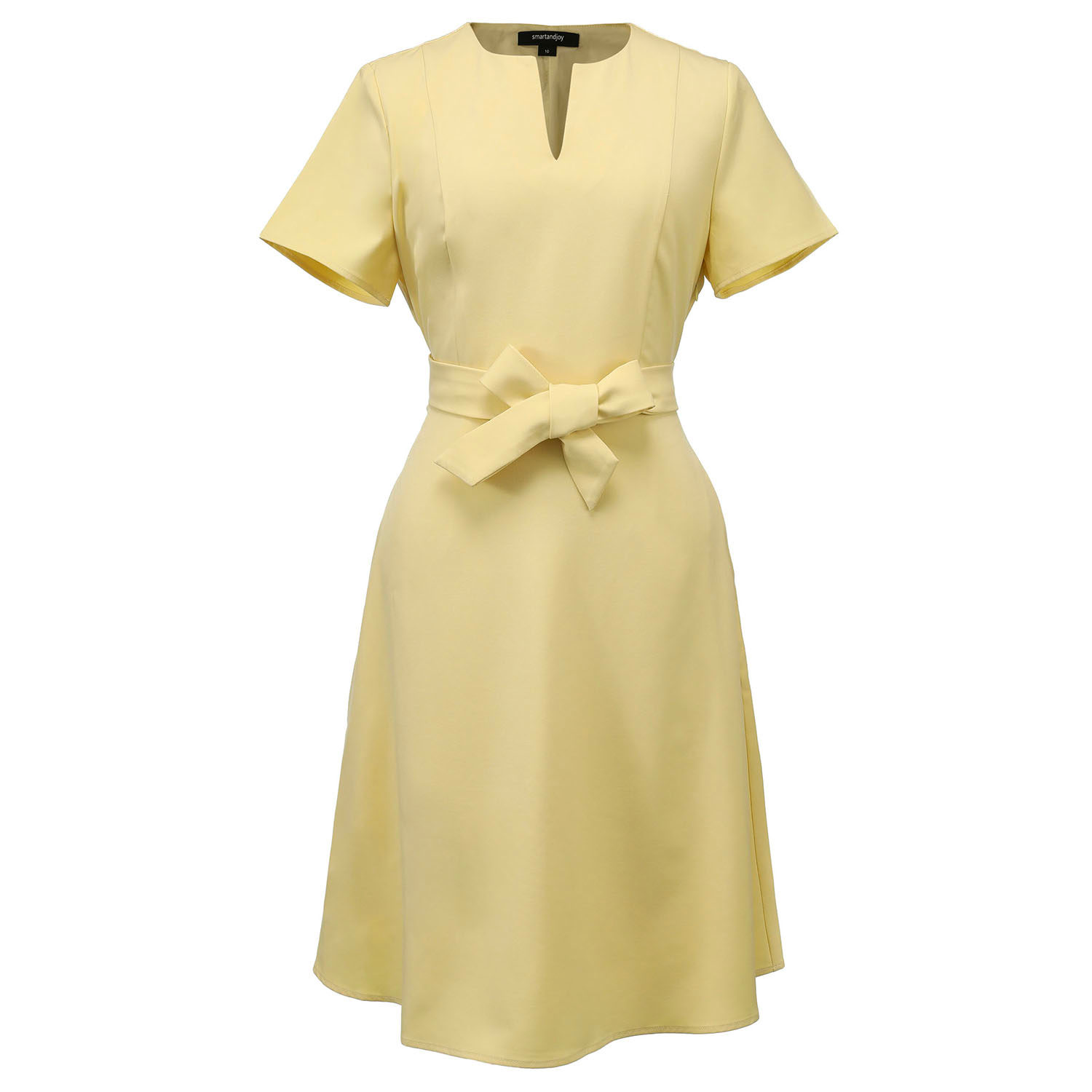 Smart And Joy Women's Yellow / Orange Belted Tailor Dress -yellow