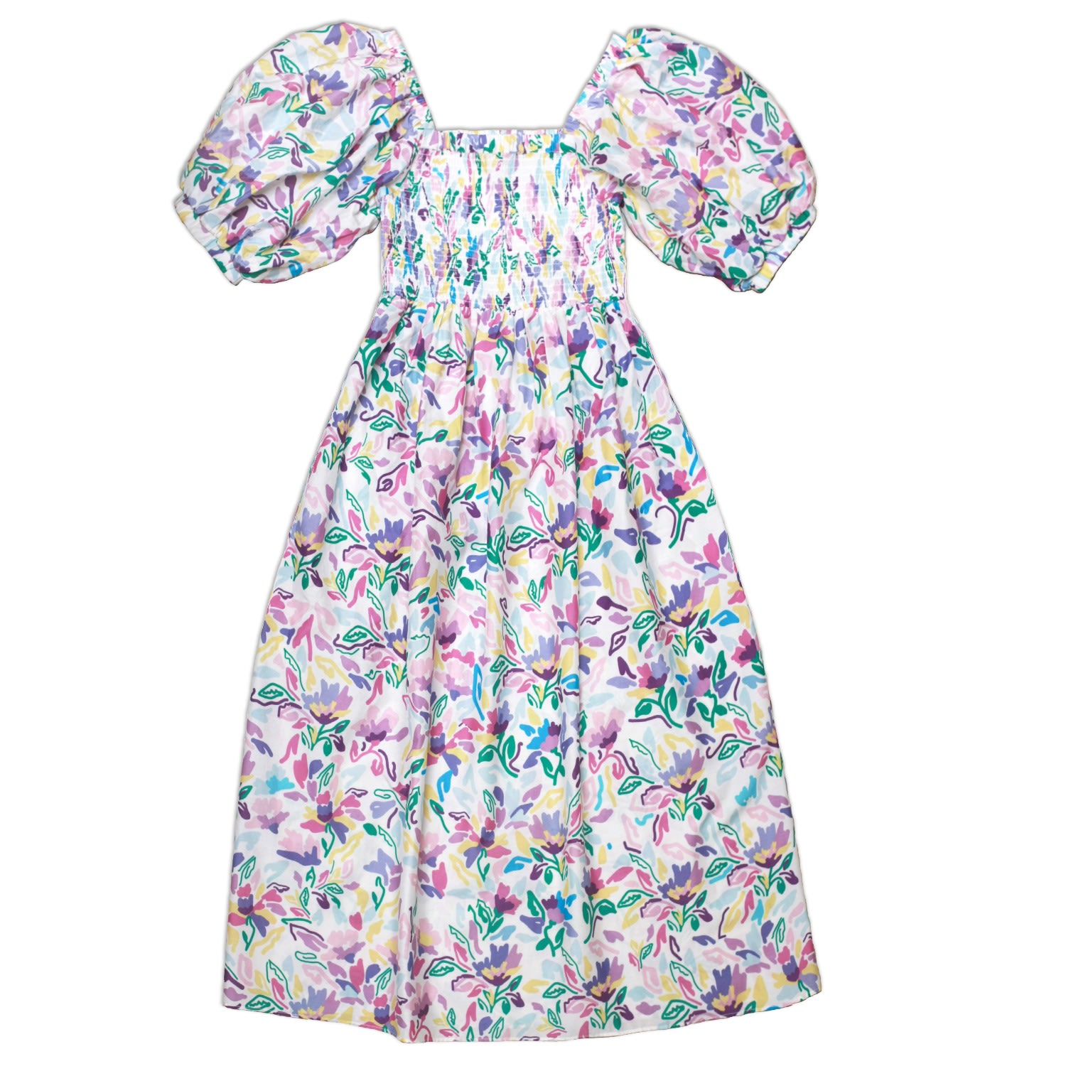 Jessie Zhao New York Women's Pink / Purple Violet Garden Smocked Cotton Silk Dress In Pink/purple