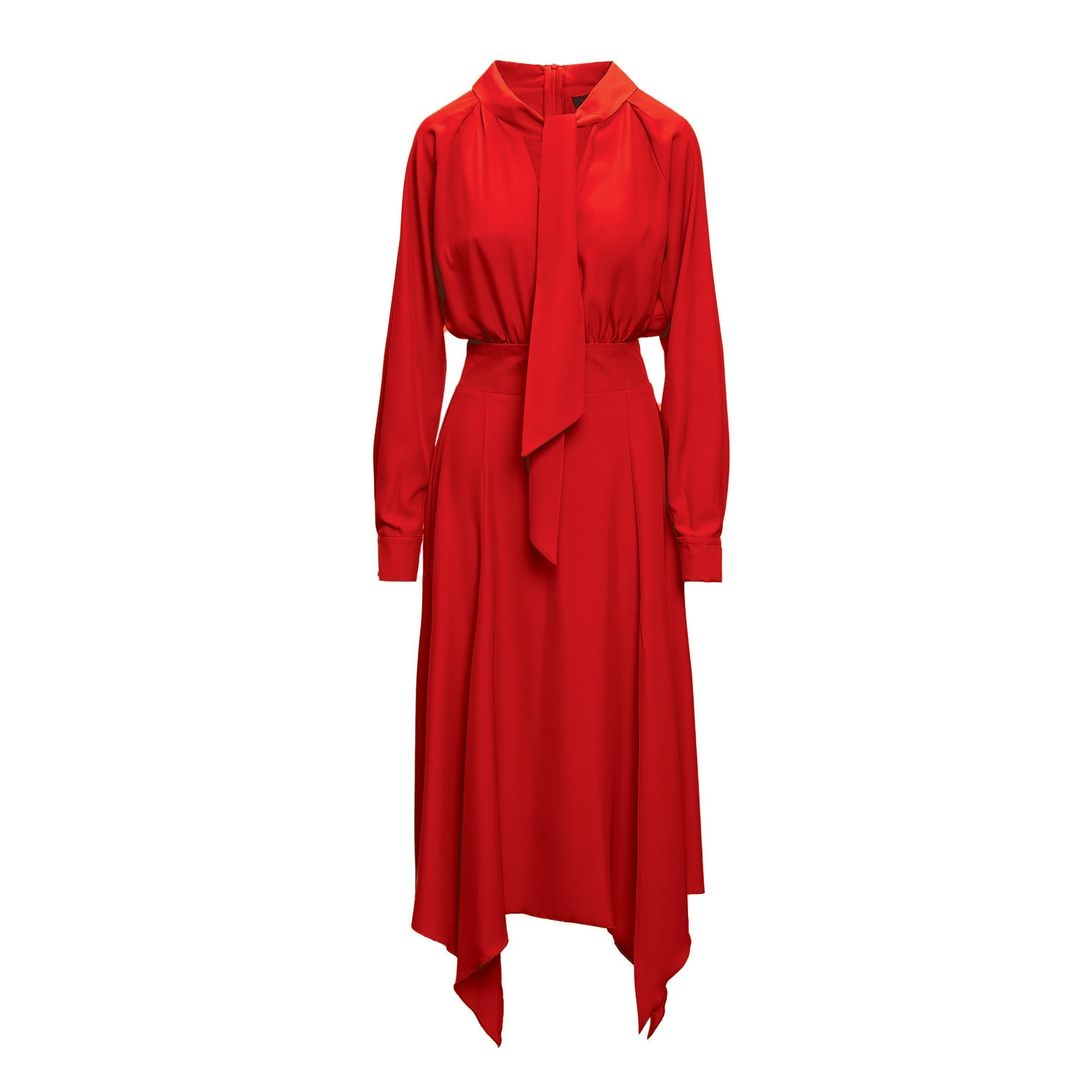 Bluzat Women's Red Midi Dress With Scarf
