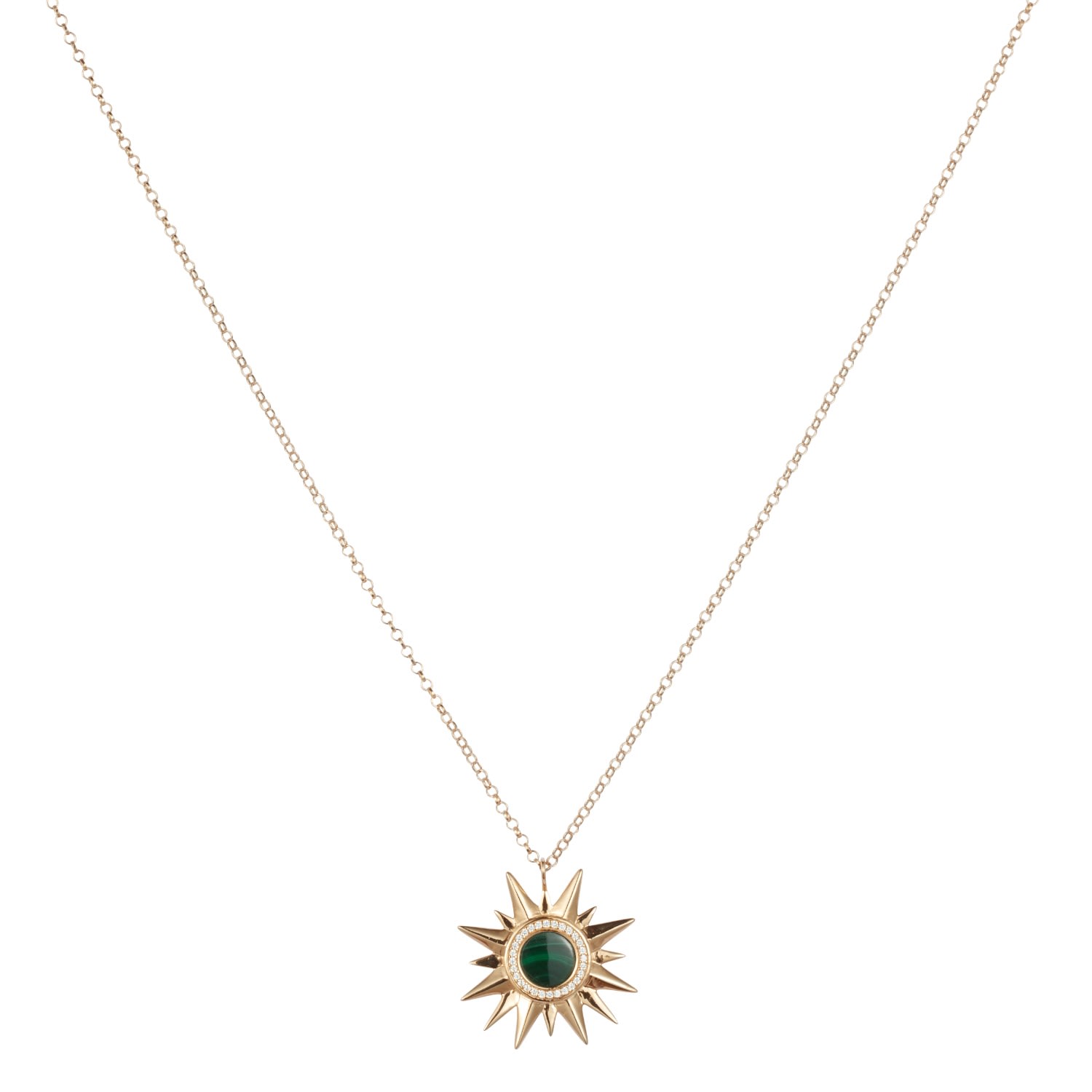 Toolally Women's Green Sunburst Pendant - Malachite In Black