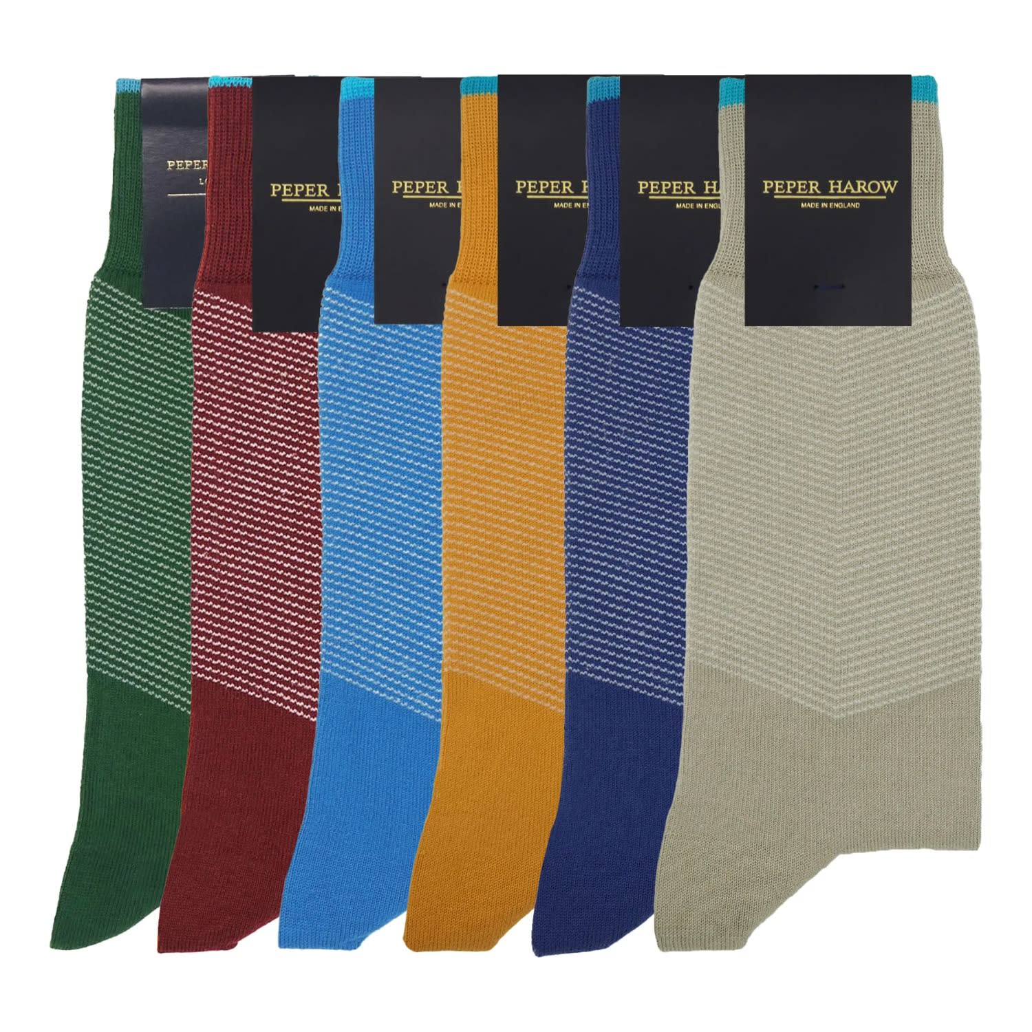 Peper Harow - Made In England Men's Socks Bundle – Chevron In Blue/green