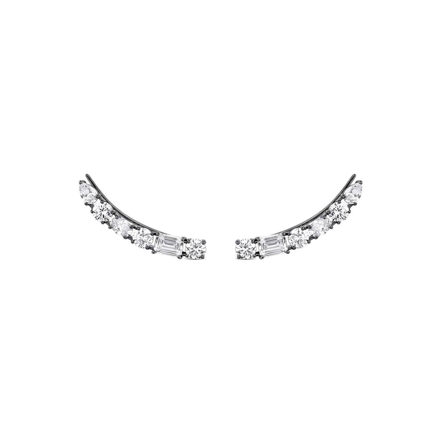 Sally Skoufis Women's Black / White Hybrid Climber With Man Made Cz Diamond Stimulant In Sterling Silver & Premium In Multi