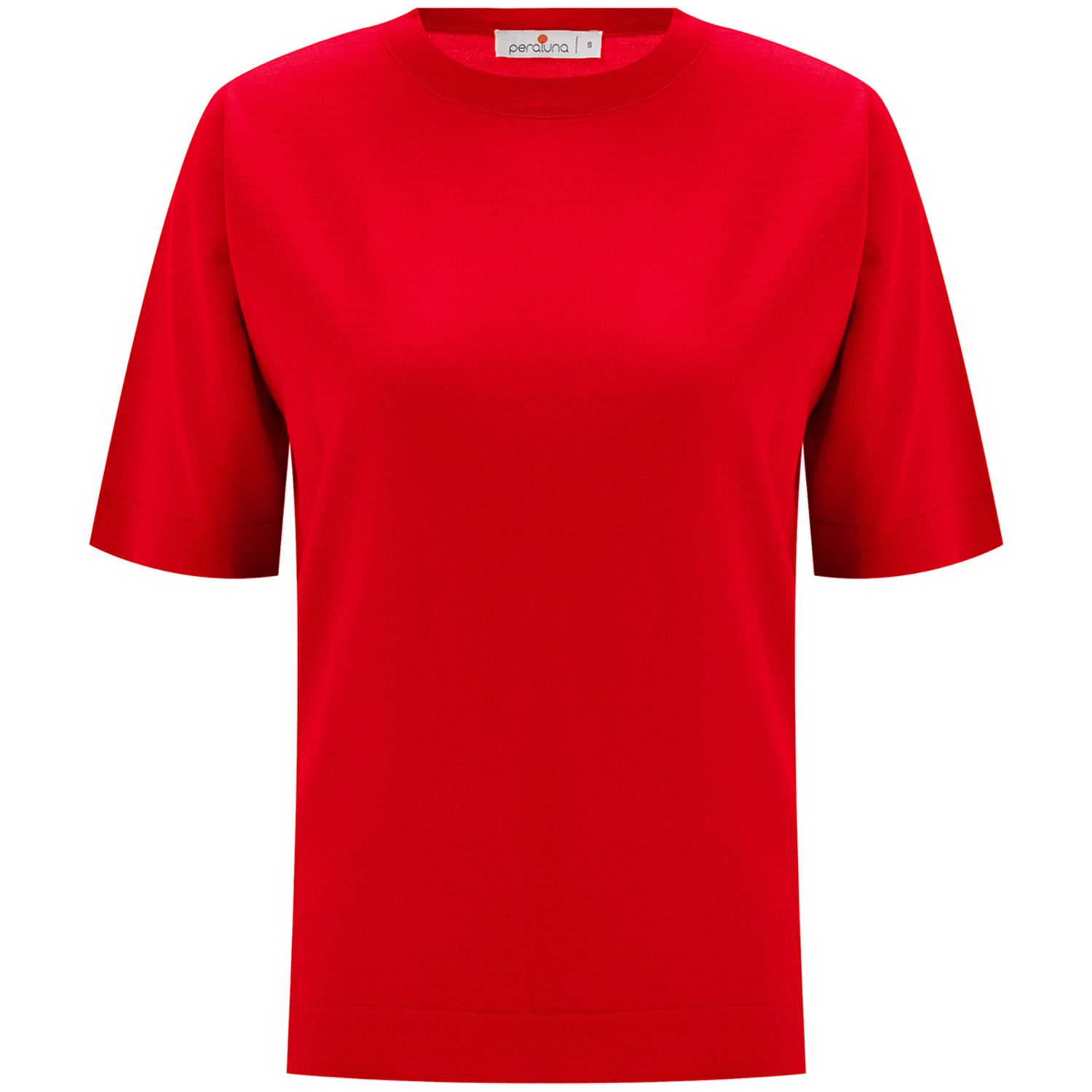 Women’s Trine O-Neck Fine Knit Merino Wool T-Shirt - Red Small Peraluna