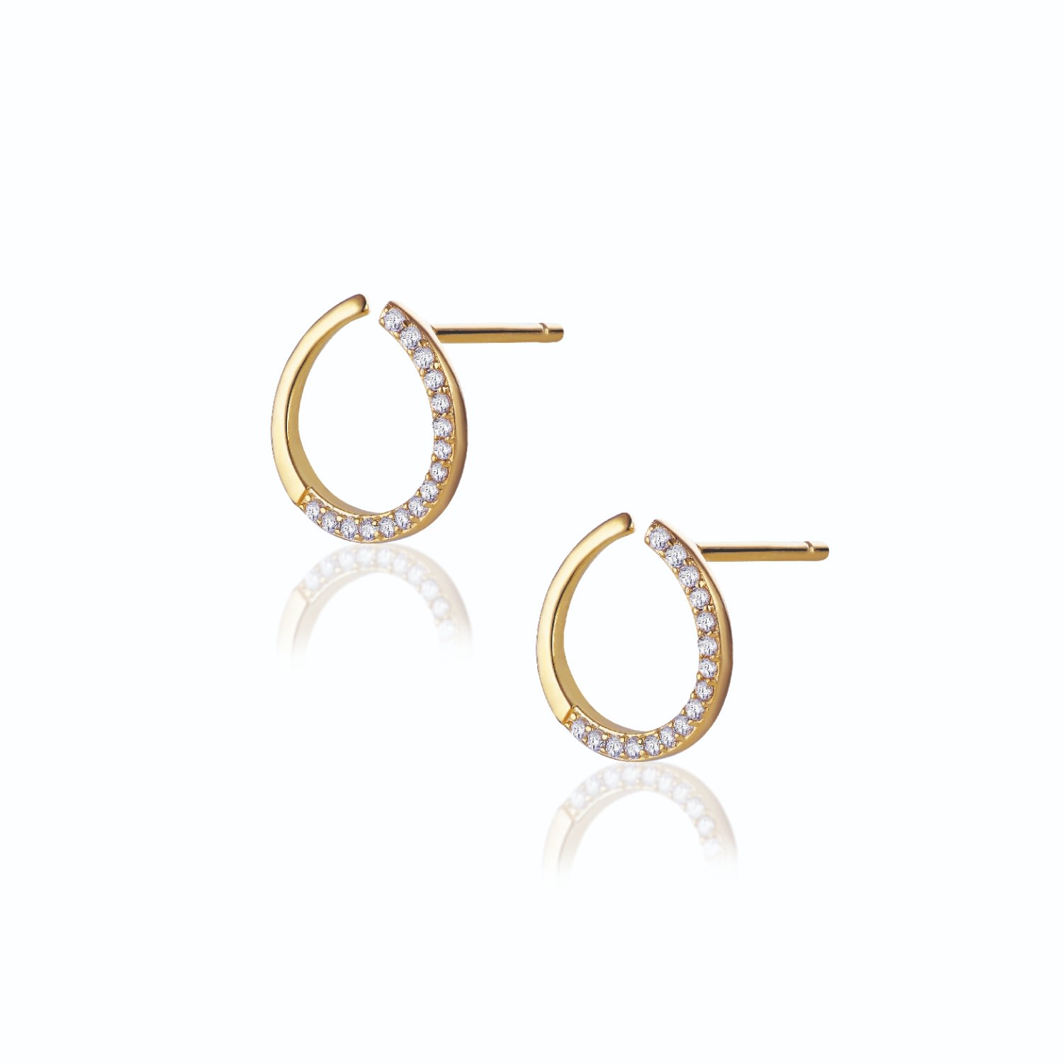 Alura Copenhagen Jewellery Women's Gold Grace -  Earstuds With Spiral And Sparkling Faceted Zircons In Gold