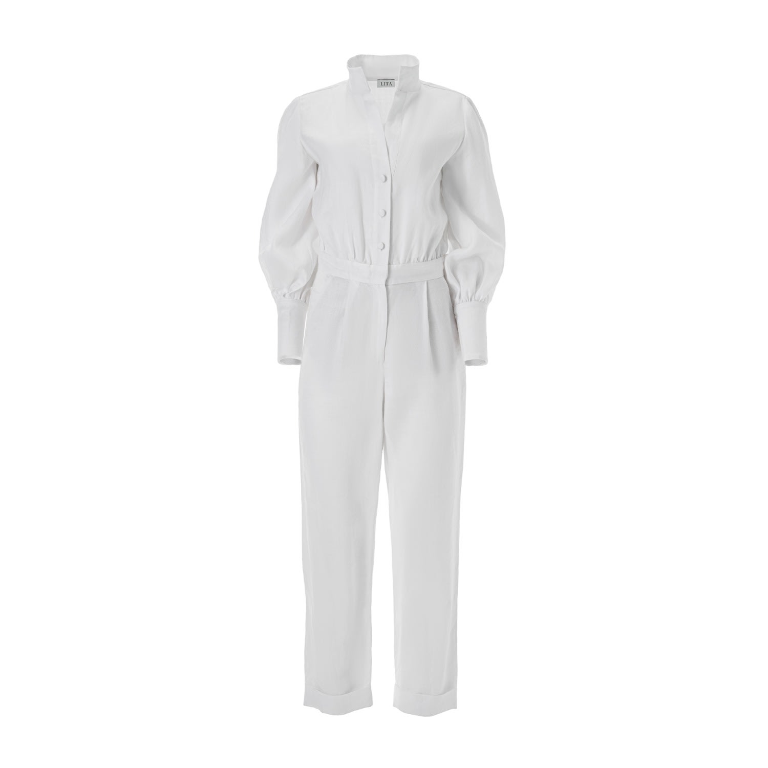 Lita Couture Women's Summer Breeze Jumpsuit In White Linen In White