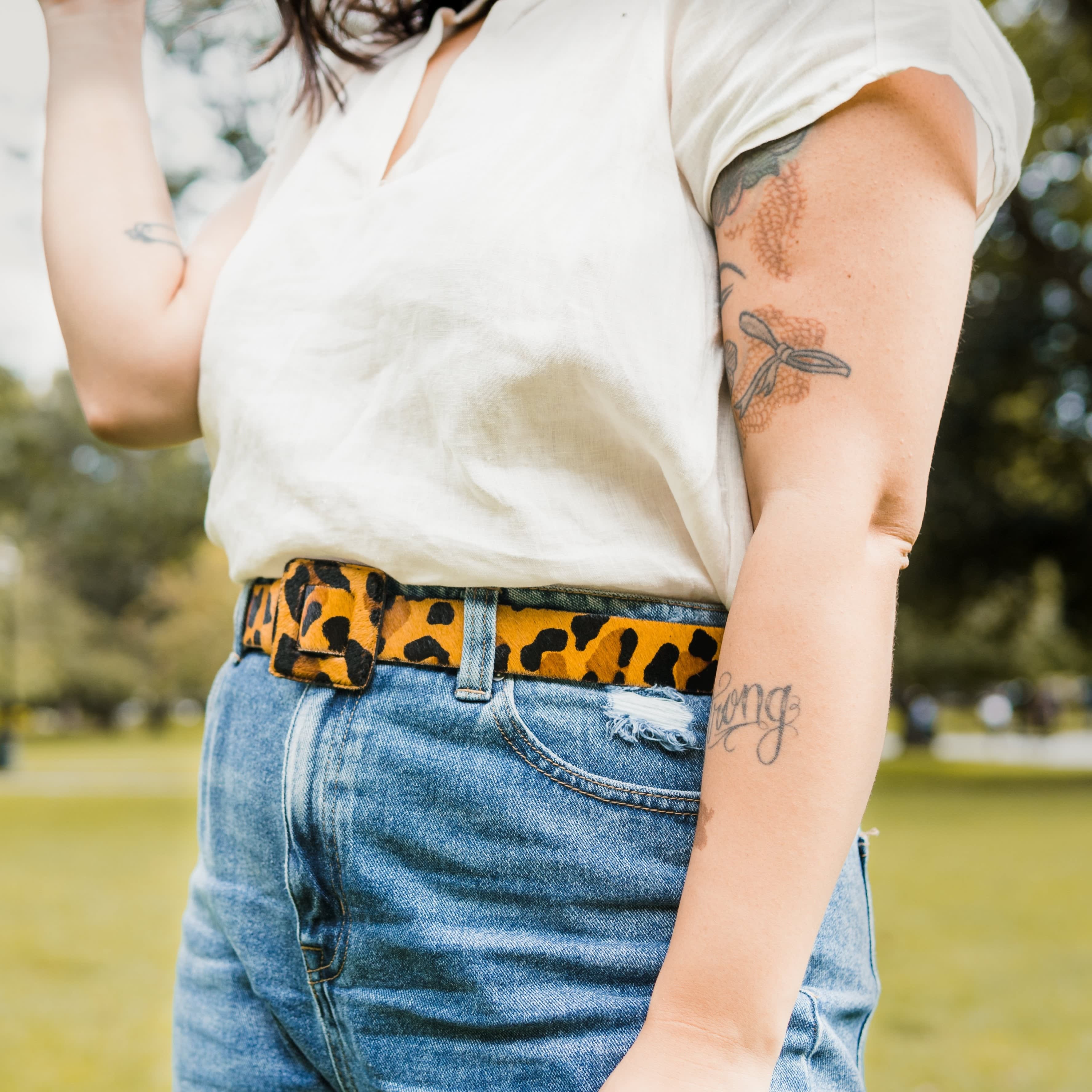 Mini Square Buckle Belt - Leopard | BeltBe | Wolf & Badger