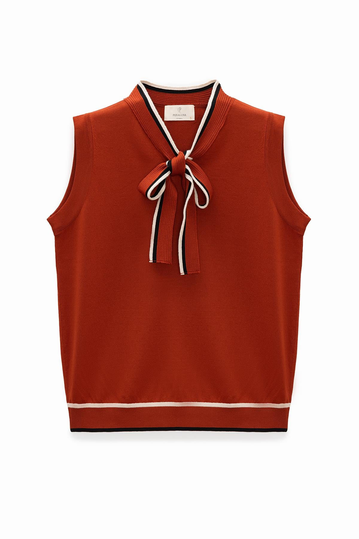 Peraluna Women's Priscilla Bow-tied Knit Sleeveless Blouse In Tile Red In Red