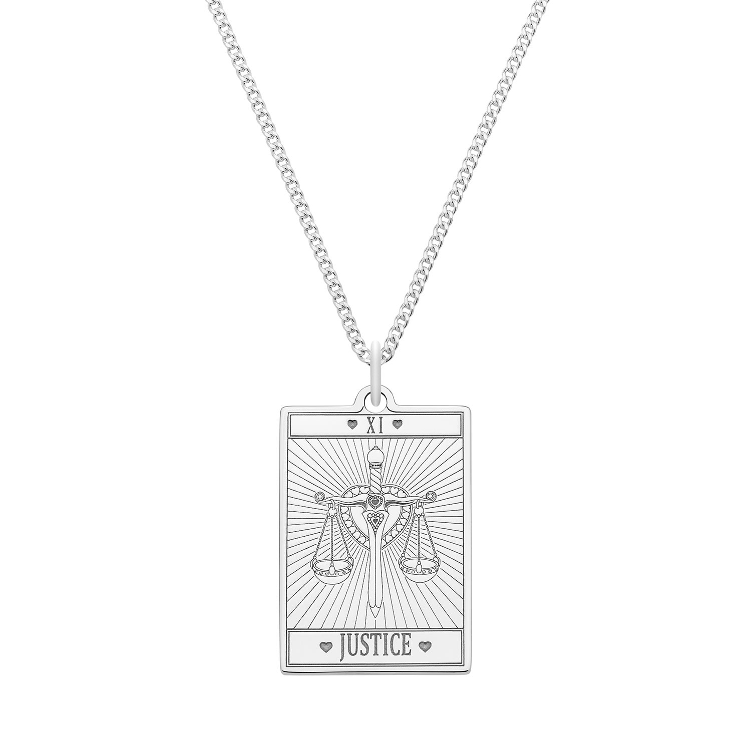 Cartergore Women's Medium Sterling Silver “justice” Tarot Card Necklace In Gray